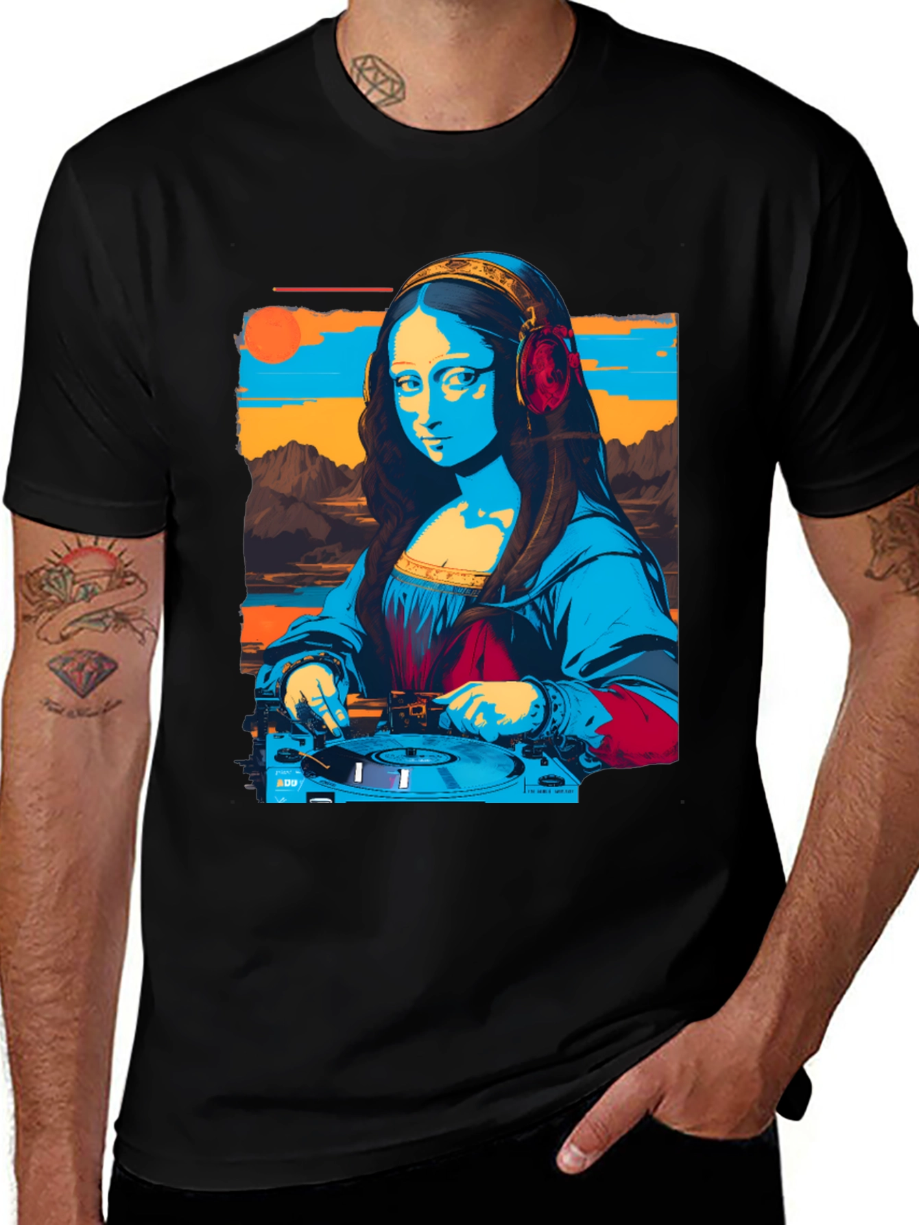 Variant 25 of DJ Mona Lisa Graphic Tee - Unique Art T-Shirt
