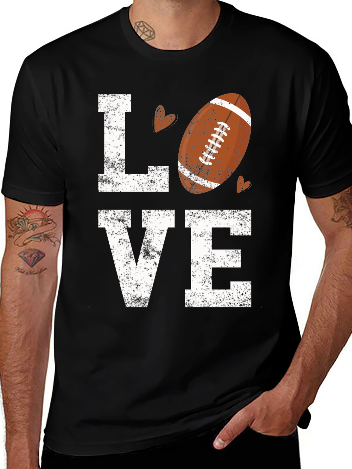 Variant 22 of Love Football T-Shirt - Distressed Graphic Tee