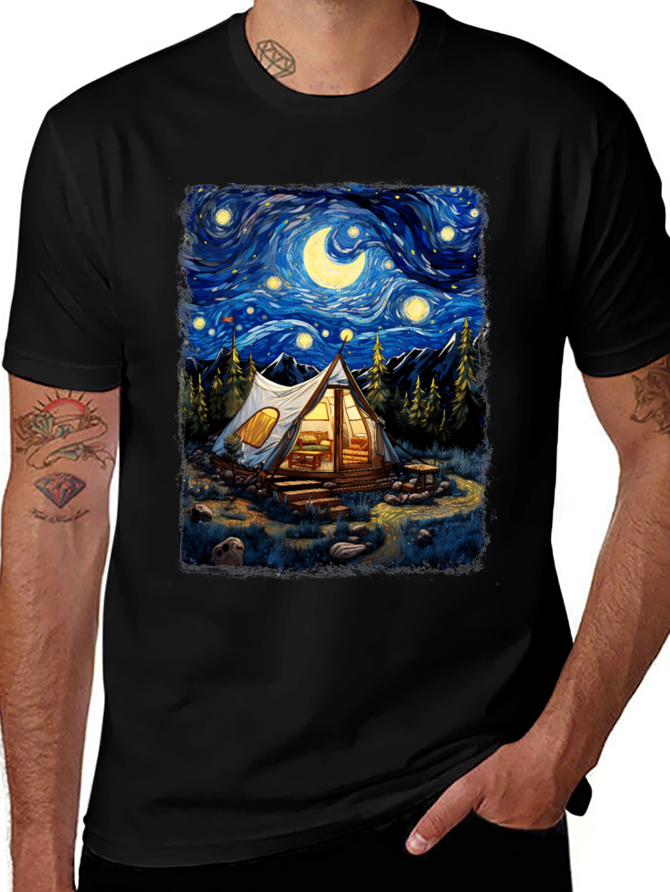 Variant 17 of Starry Night Camping Graphic Tee