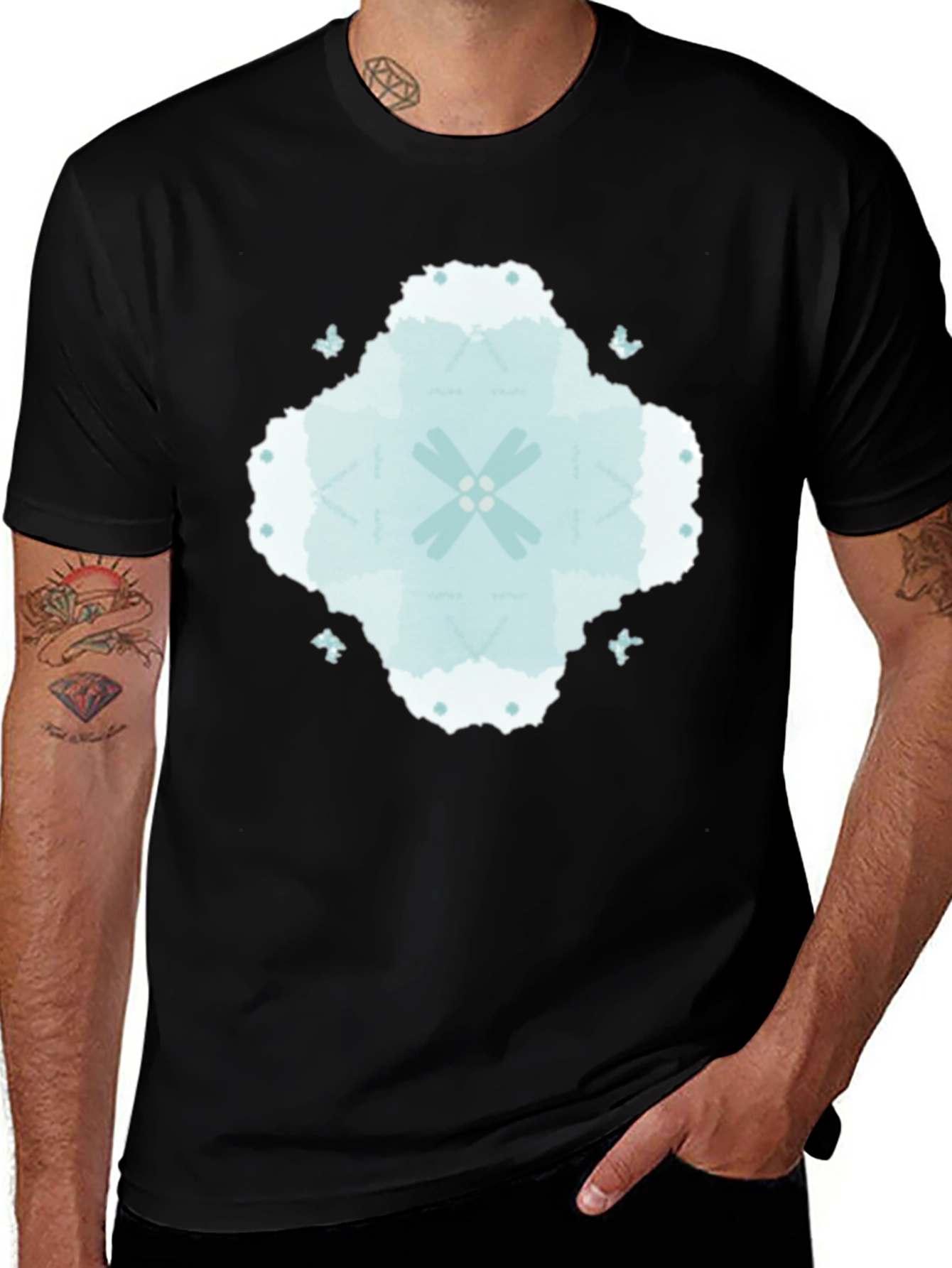 Variant 14 of Abstract Pattern Crew Neck Tee - Black