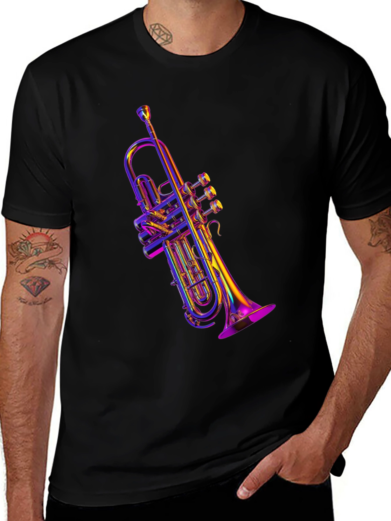 Variant 22 of Neon Trumpet Graphic Tee - Musical Style