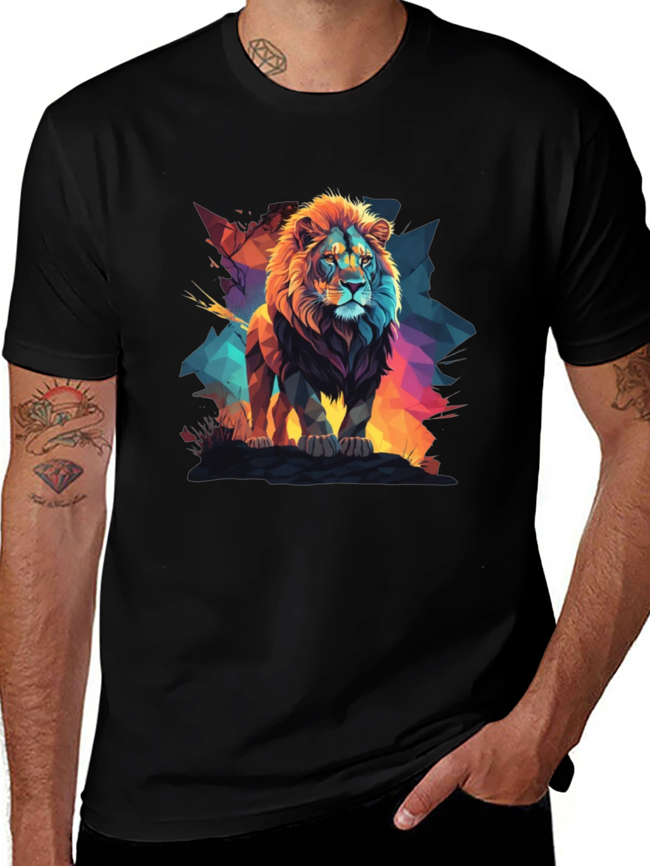 Variant 4 of Lion Graphic Tee - Bold Artistic Design