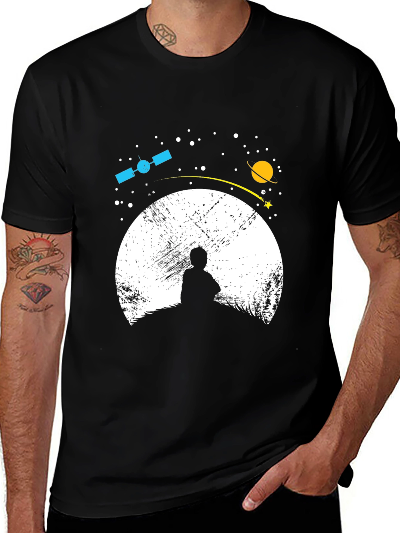 Variant 3 of Space Explorer Graphic Tee - Black Cotton Blend