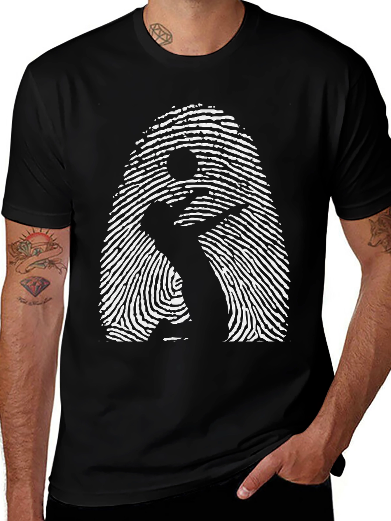 Variant 18 of Unique Fingerprint Dab Graphic Tee - Black