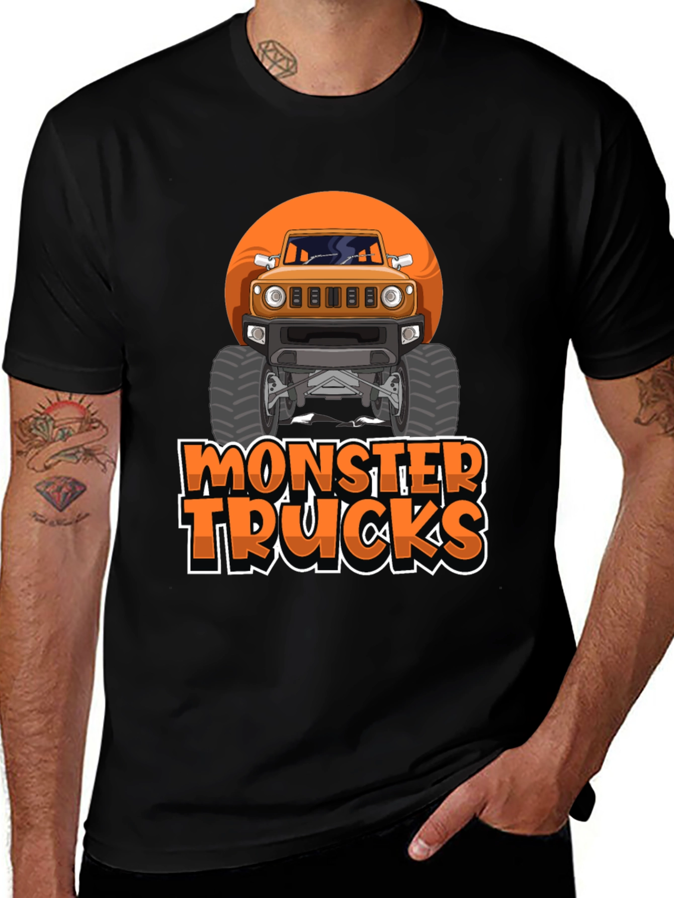 Variant 13 of Monster Trucks Graphic Tee -  Black Crew Neck T-Shirt