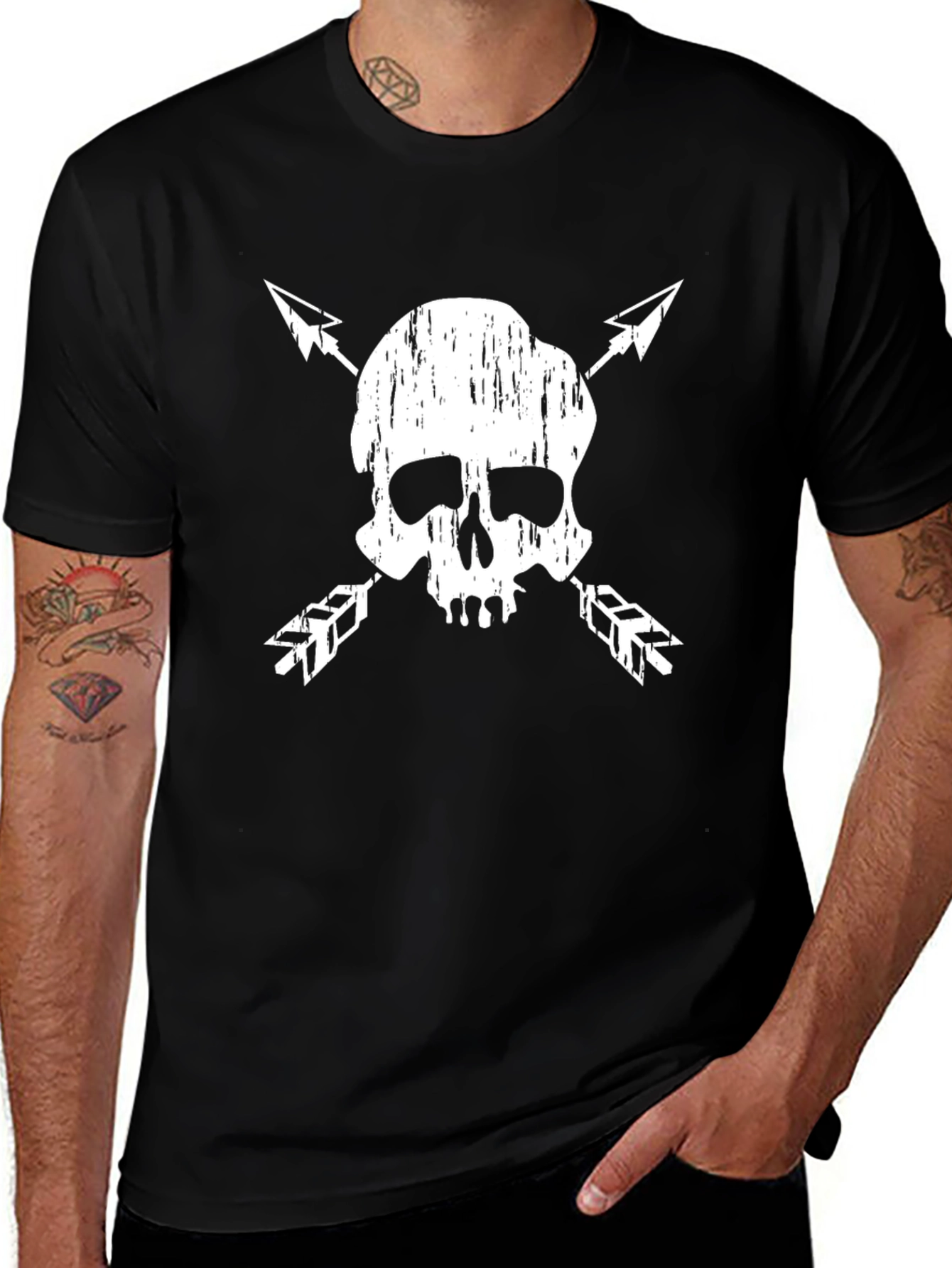 Variant 5 of Skull & Arrow Graphic Tee - Black Cotton Blend