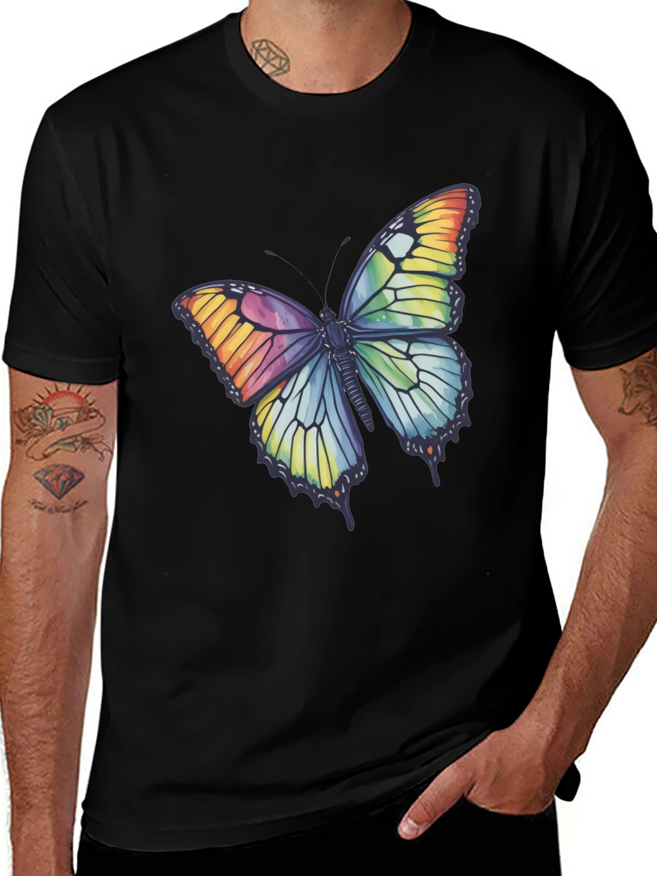 Variant 14 of Butterfly Graphic Tee - Rainbow Wings T-Shirt