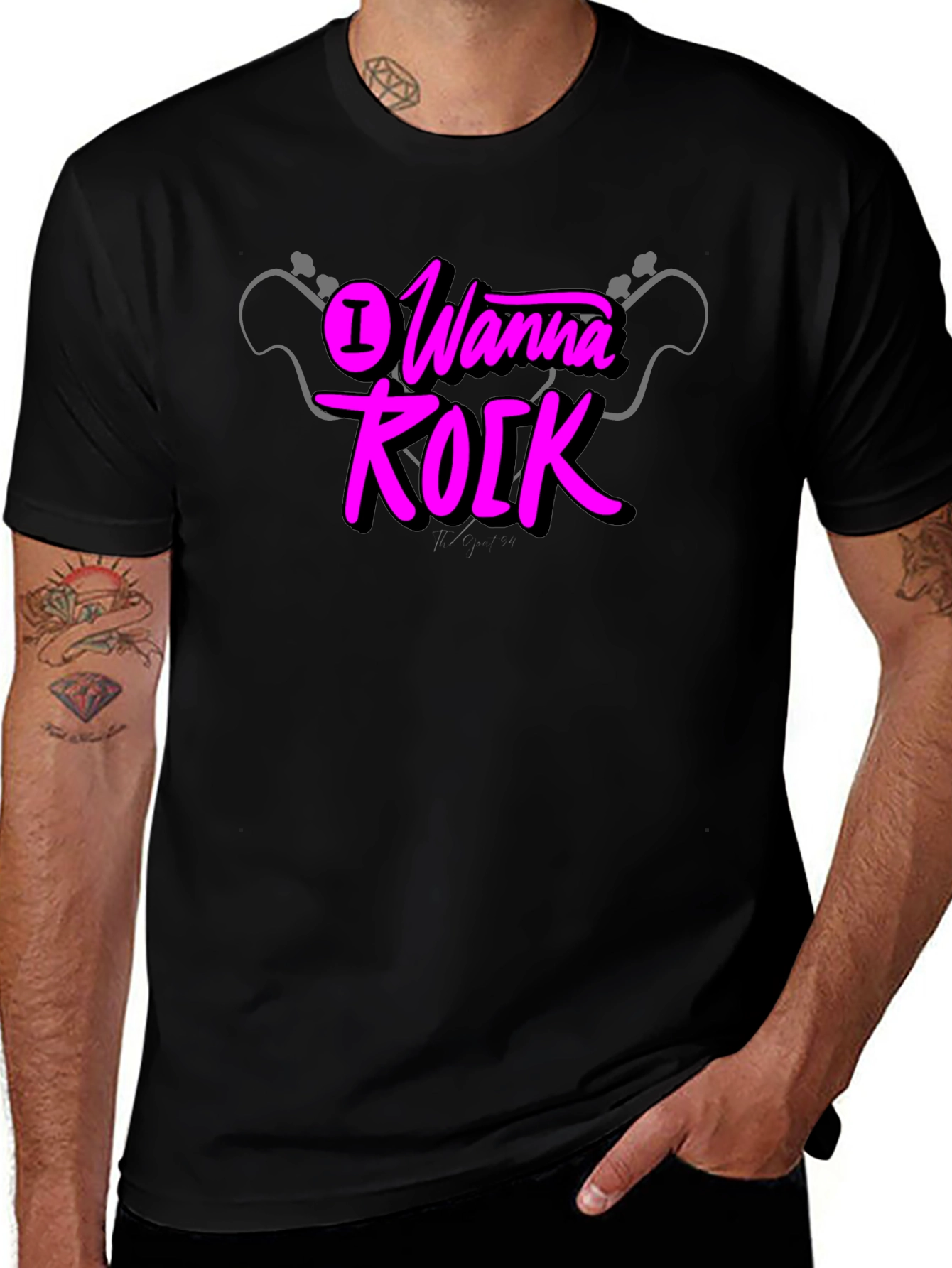 Variant 16 of I Wanna Rock Graphic Black T-Shirt