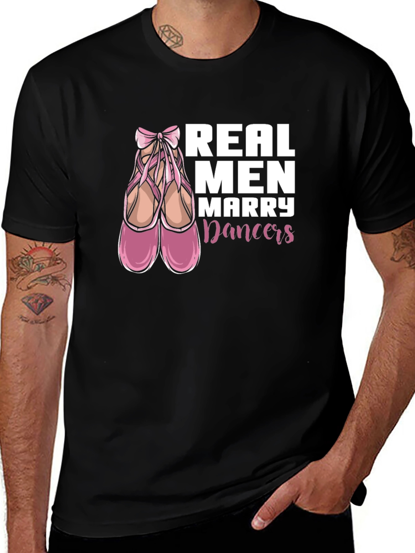 Variant 3 of Real Men Marry Dancers T-Shirt - Ballet Shoes Graphic Tee