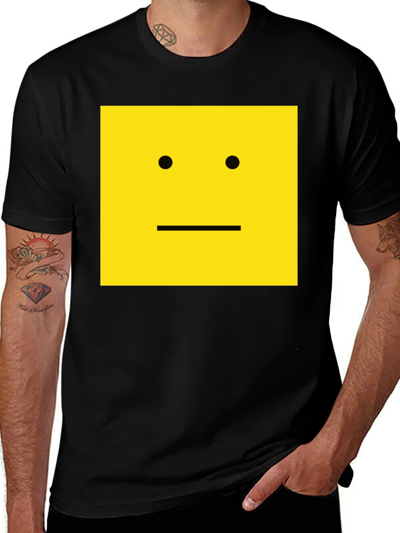 Variant 8 of Square Face Graphic T-Shirt - Black Cotton Tee