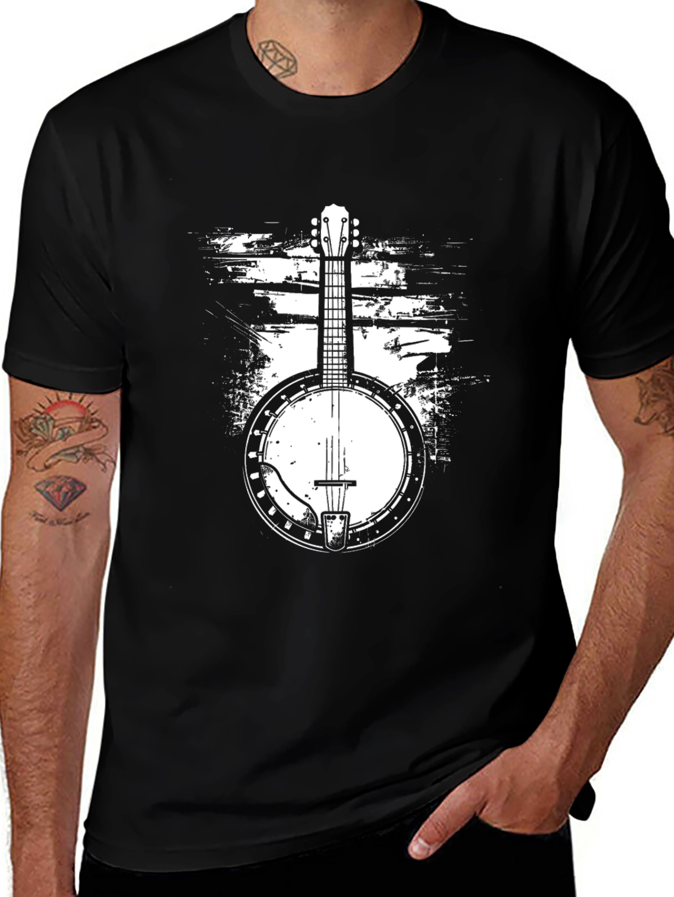 Black Banjo Graphic Tee - Black Music T-Shirt main image