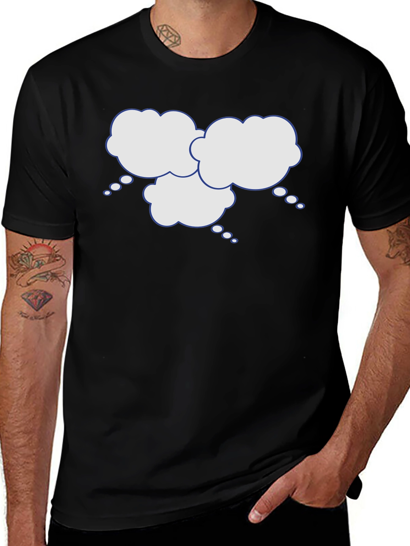 Variant 12 of Black T-Shirt with Thinking Cloud Graphic