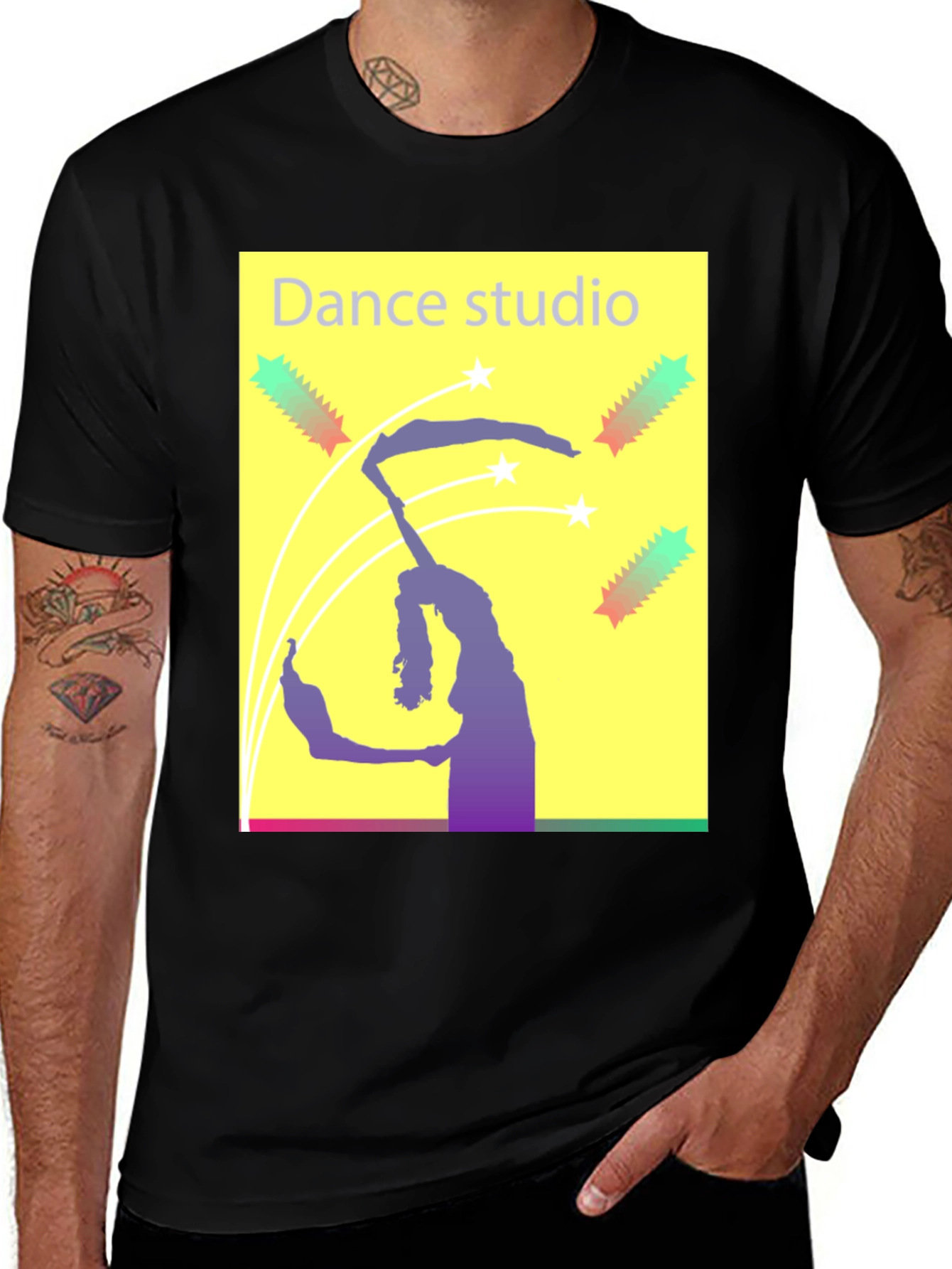 Variant 21 of Dance Studio Graphic Tee - Black Cotton T-Shirt