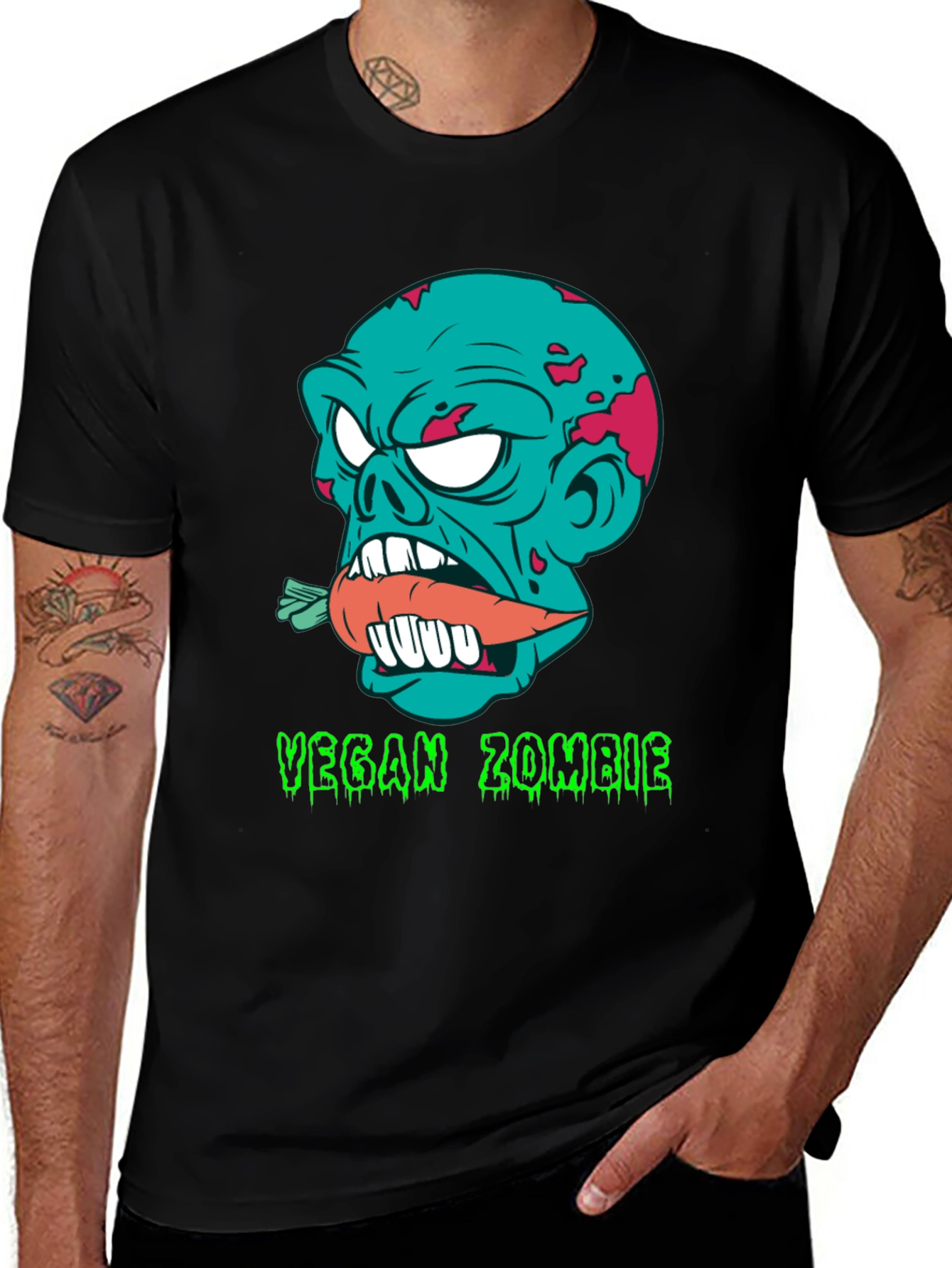 Variant 16 of Vegan Zombie T-Shirt - Graphic Print Tee