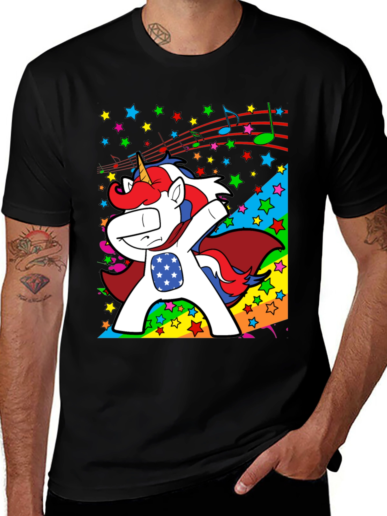 Variant 24 of Patriotic Unicorn Dabbing USA Flag Men's T-Shirt