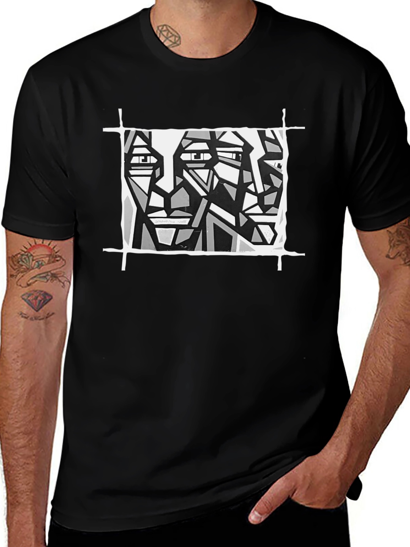Variant 8 of Abstract Faces Graphic Tee - Modern Art Shirt