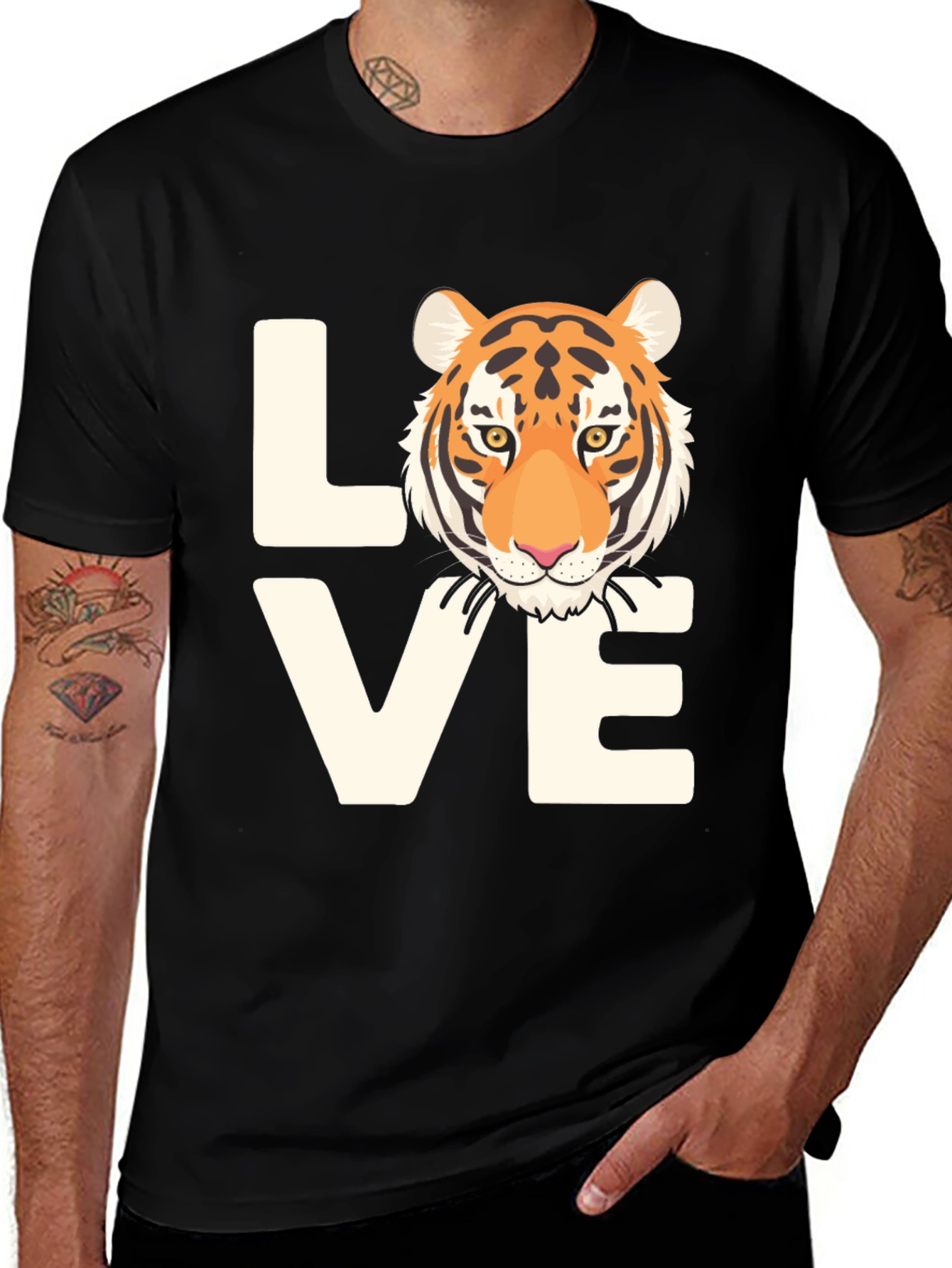 Variant 12 of Love Tiger Graphic Tee - Black Cotton T-Shirt