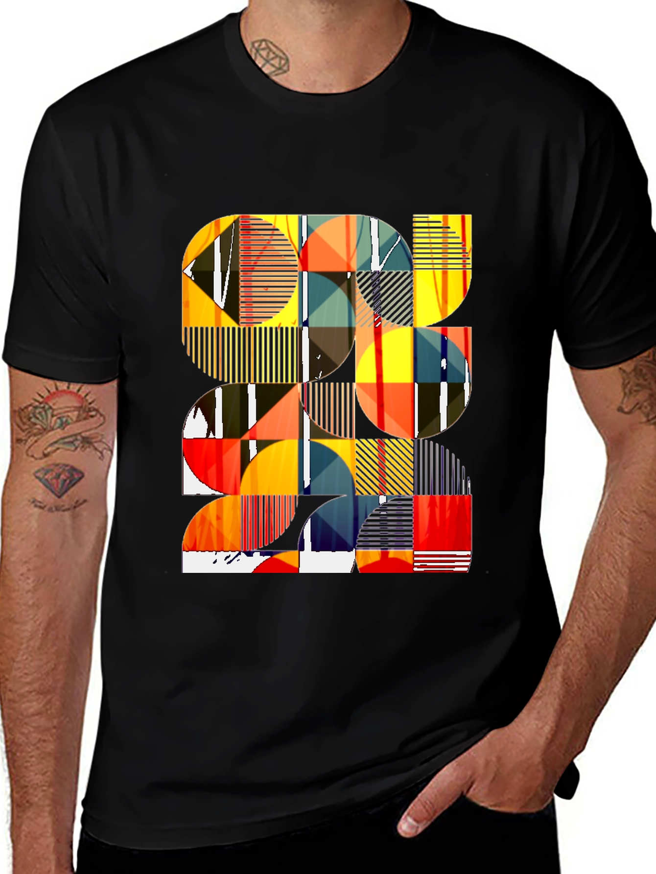 Variant 9 of Abstract Geometric Design Black T-Shirt