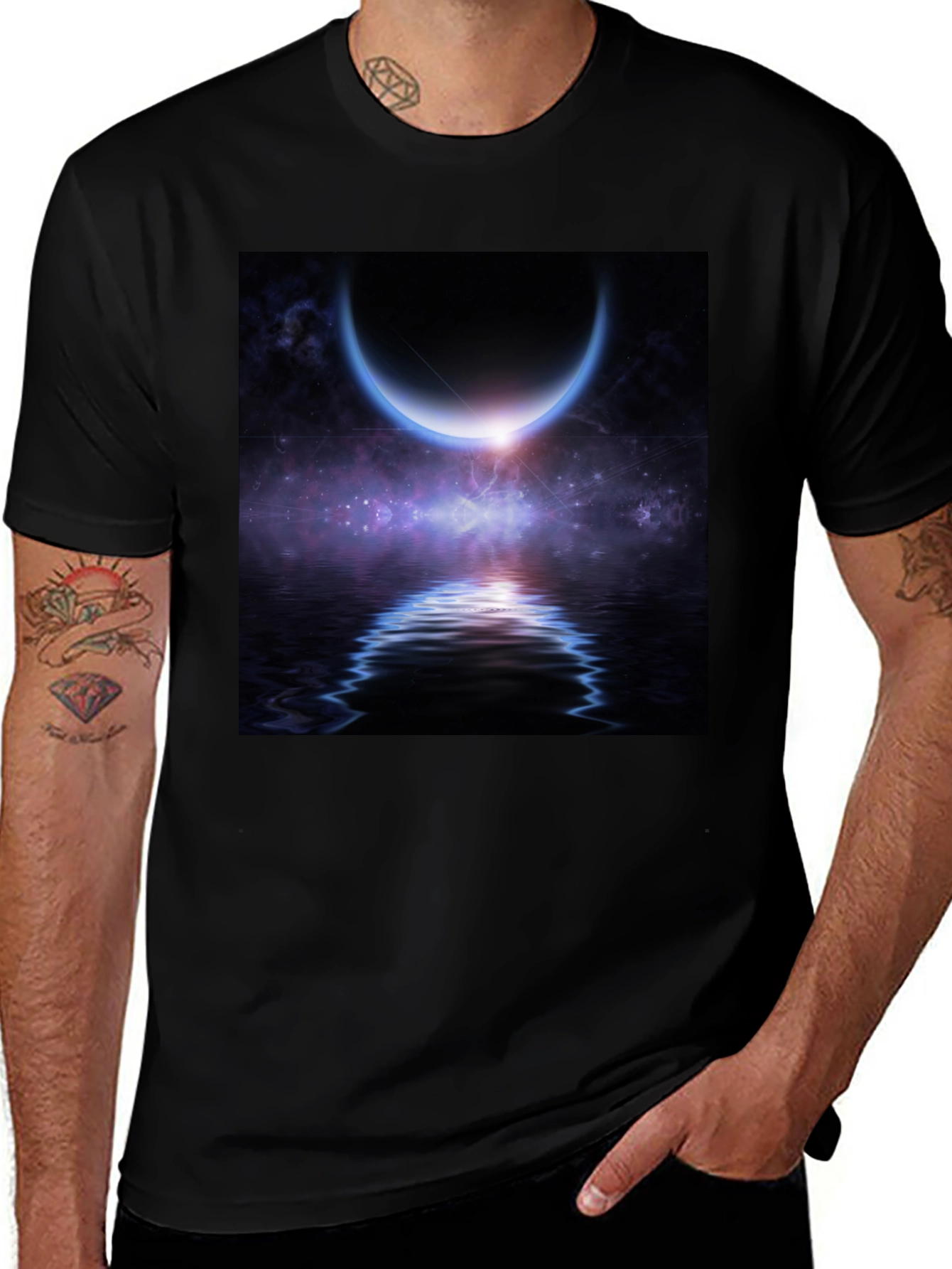 Variant 30 of Cosmic Crescent Moon T-Shirt