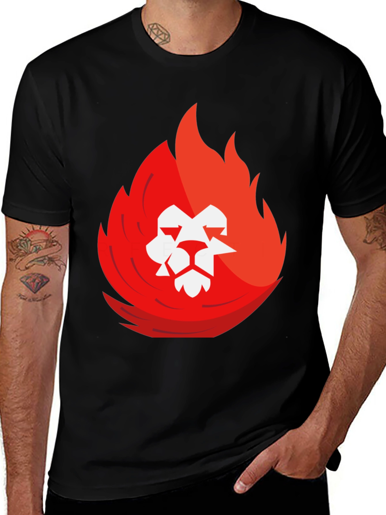 Variant 29 of Fiery Lion Graphic Tee - Black Casual Shirt