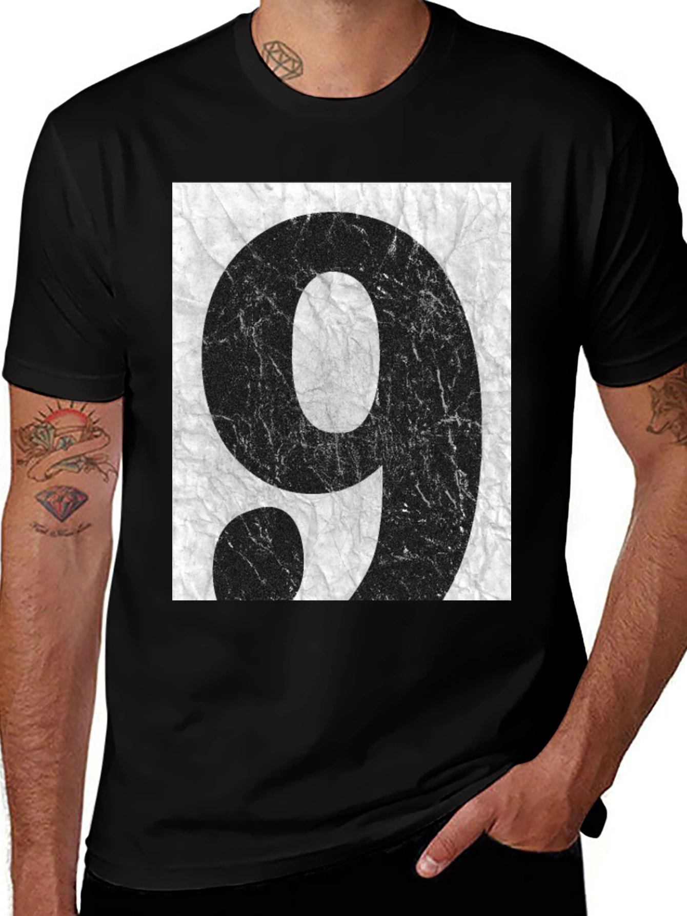 Variant 6 of Number 9 Graphic Tee - Distressed Print