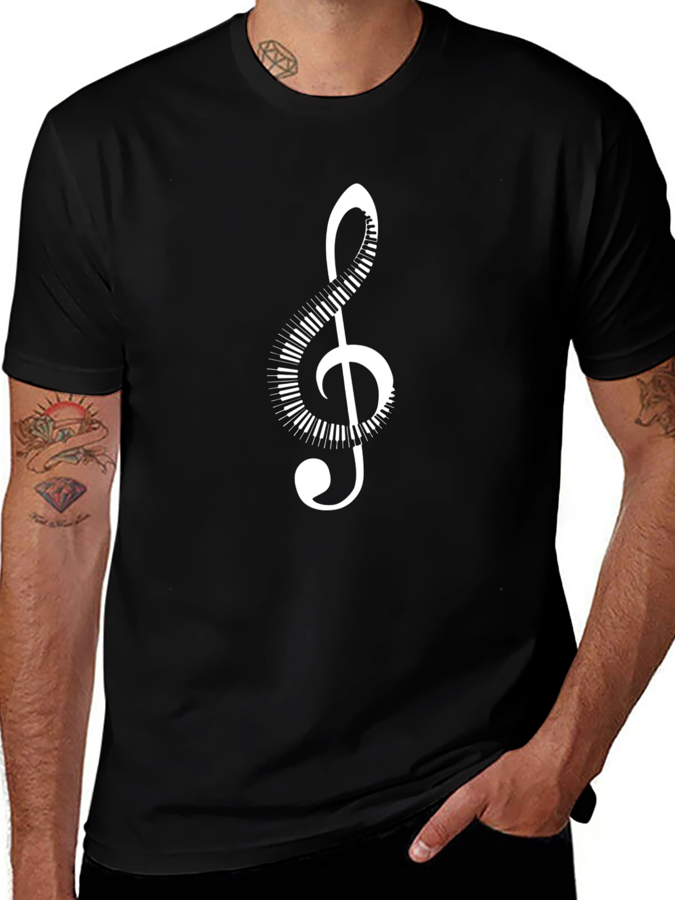 Variant 4 of Musical Clef T-Shirt - Piano Key Design