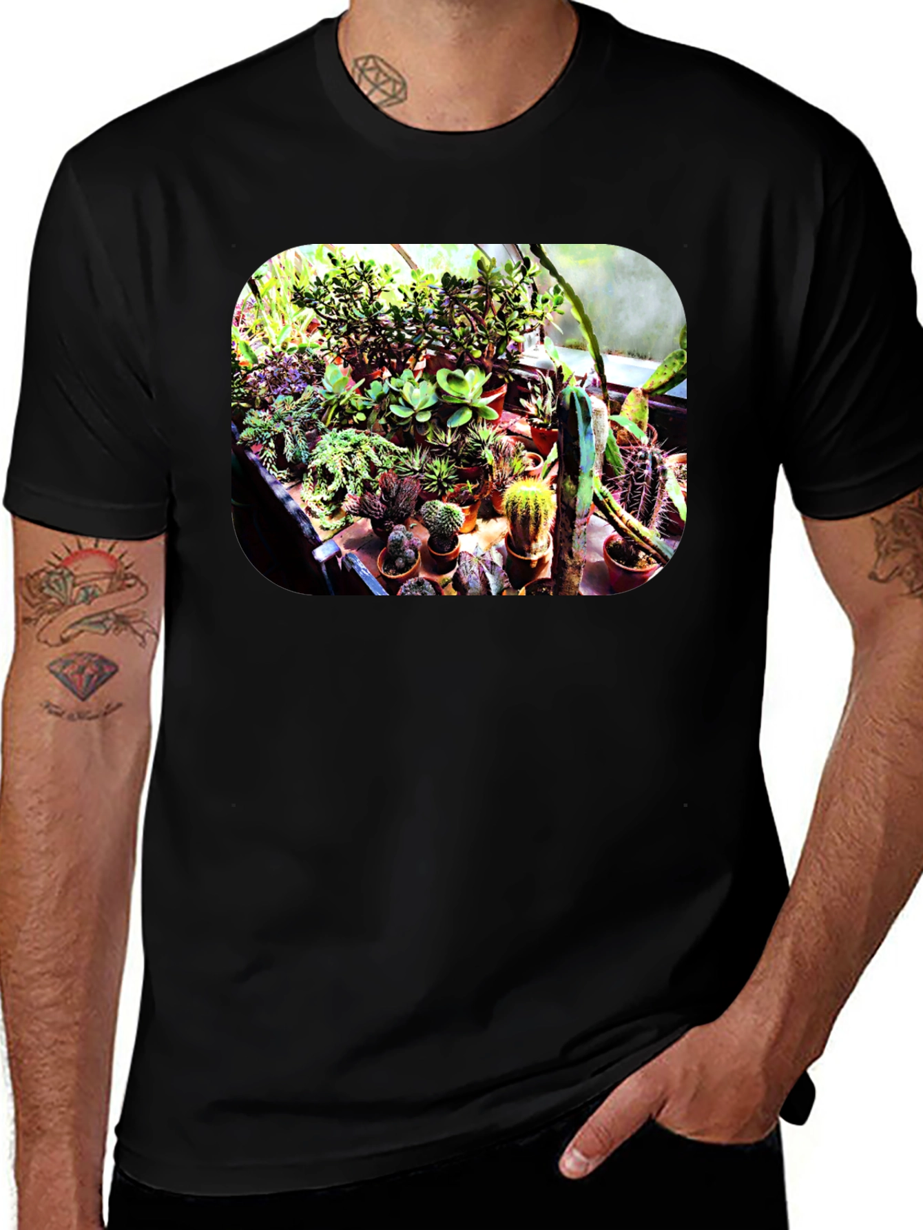 Variant 16 of Trendy Cactus Garden T-Shirt - Unique Plant Lover Tee