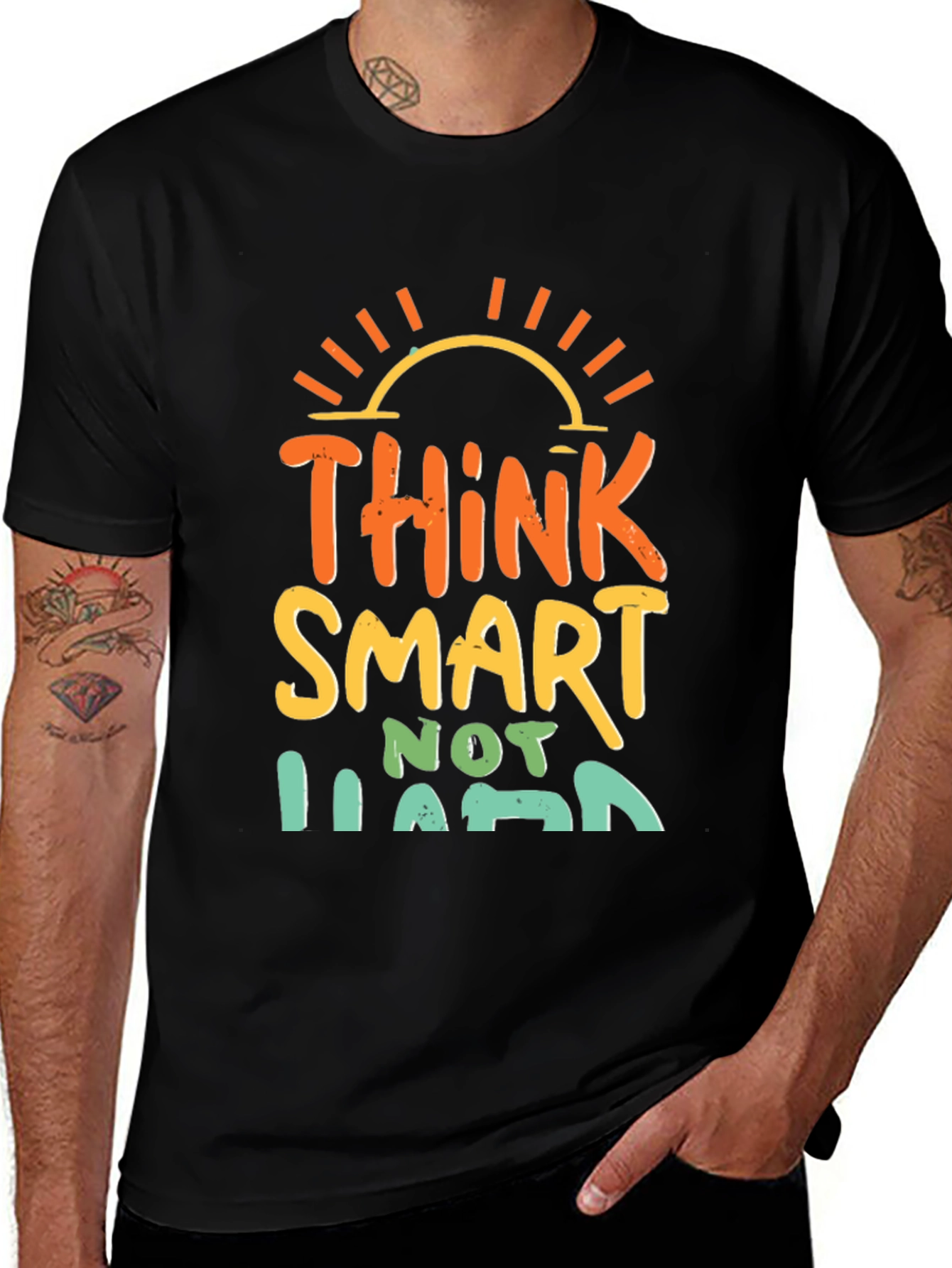 Variant 15 of Think Smart Not Hard Graphic Tee - Black