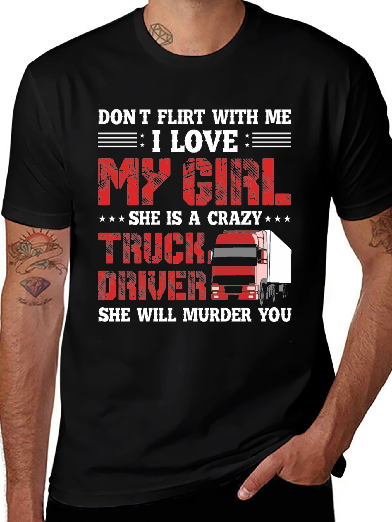 Variant 29 of Crazy Truck Driver Girl T-Shirt