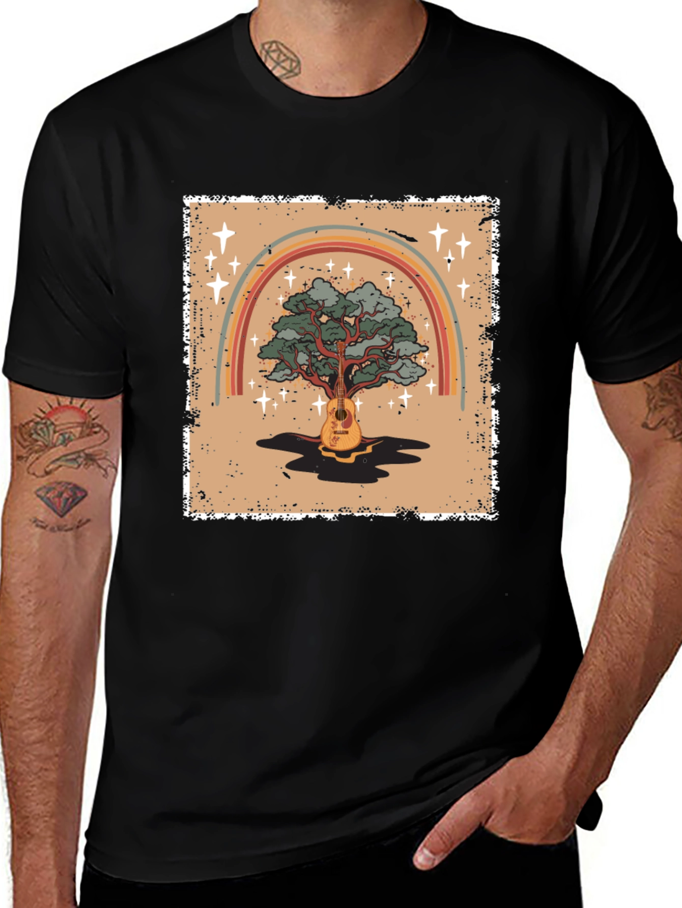Variant 5 of Guitar Tree Rainbow Graphic Tee - Unisex