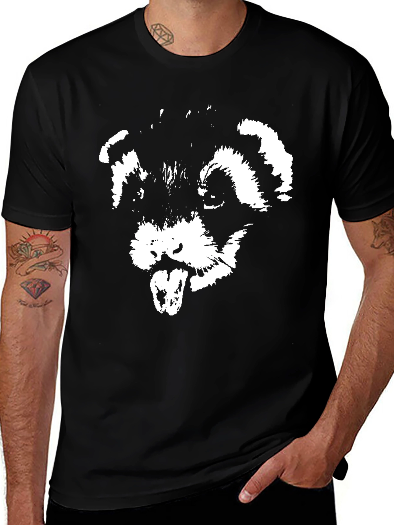 Variant 2 of Black T-Shirt with White Ferret Graphic
