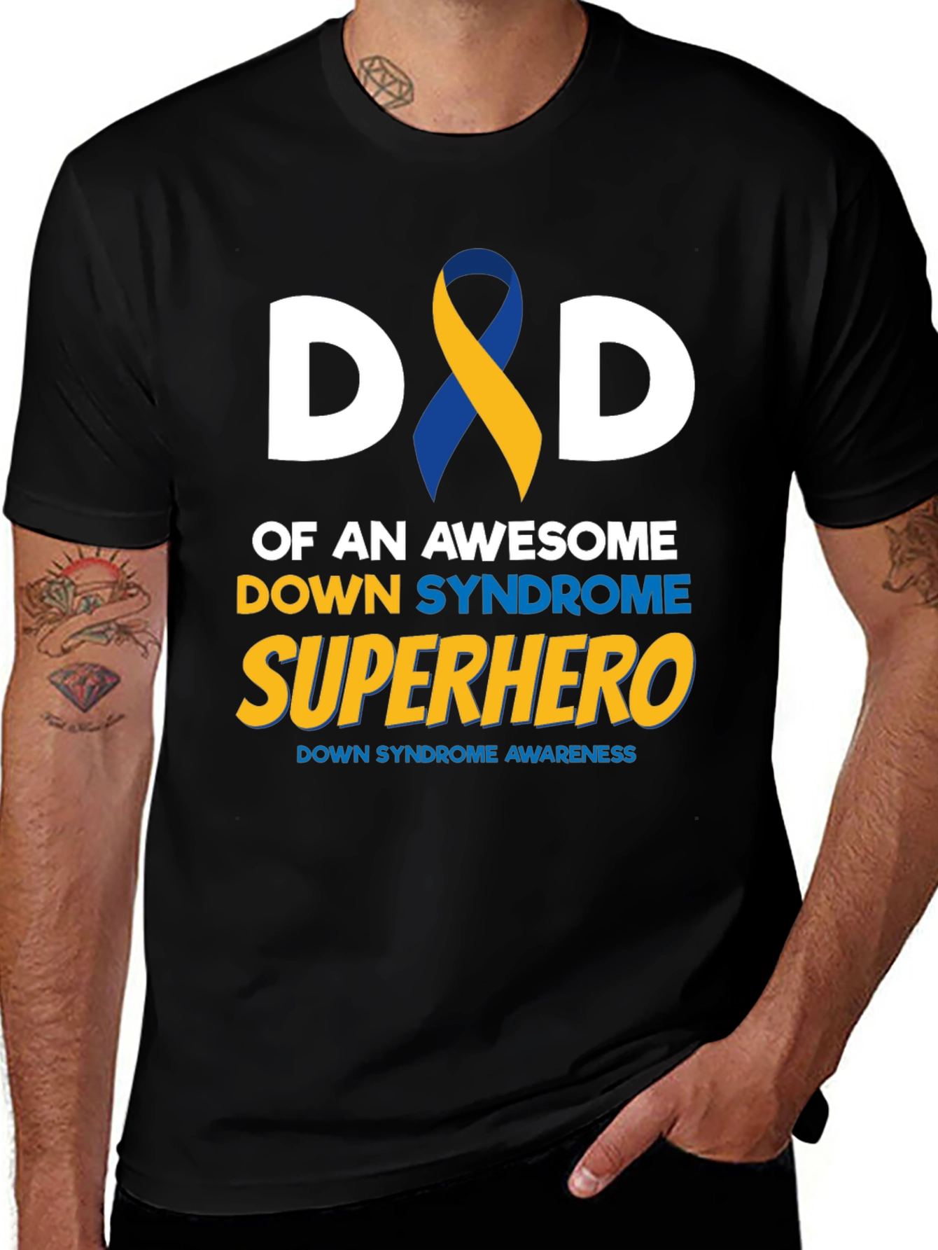 Dad Down Syndrome Superhero Awareness Graphic T-Shirt