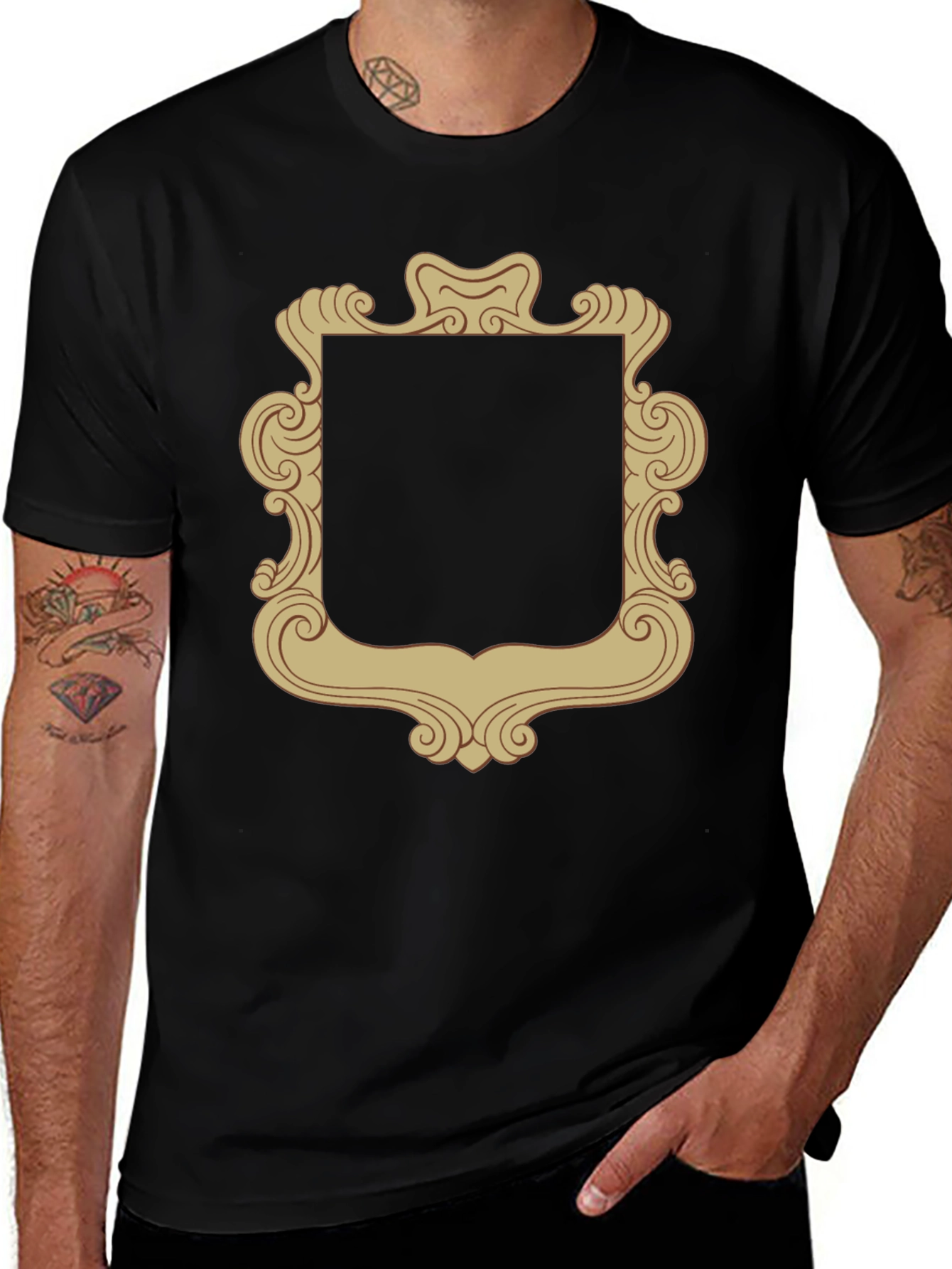 Variant 3 of Ornate Frame Graphic Tee - Black