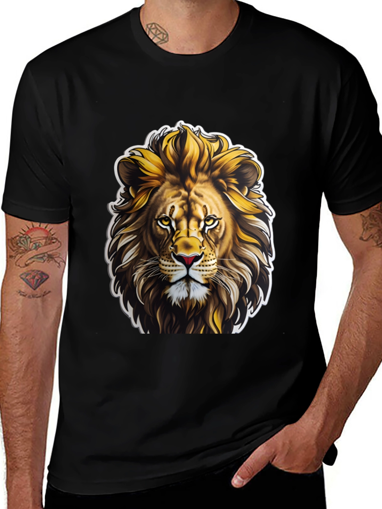 Variant 29 of Lion Graphic Print Black T-Shirt
