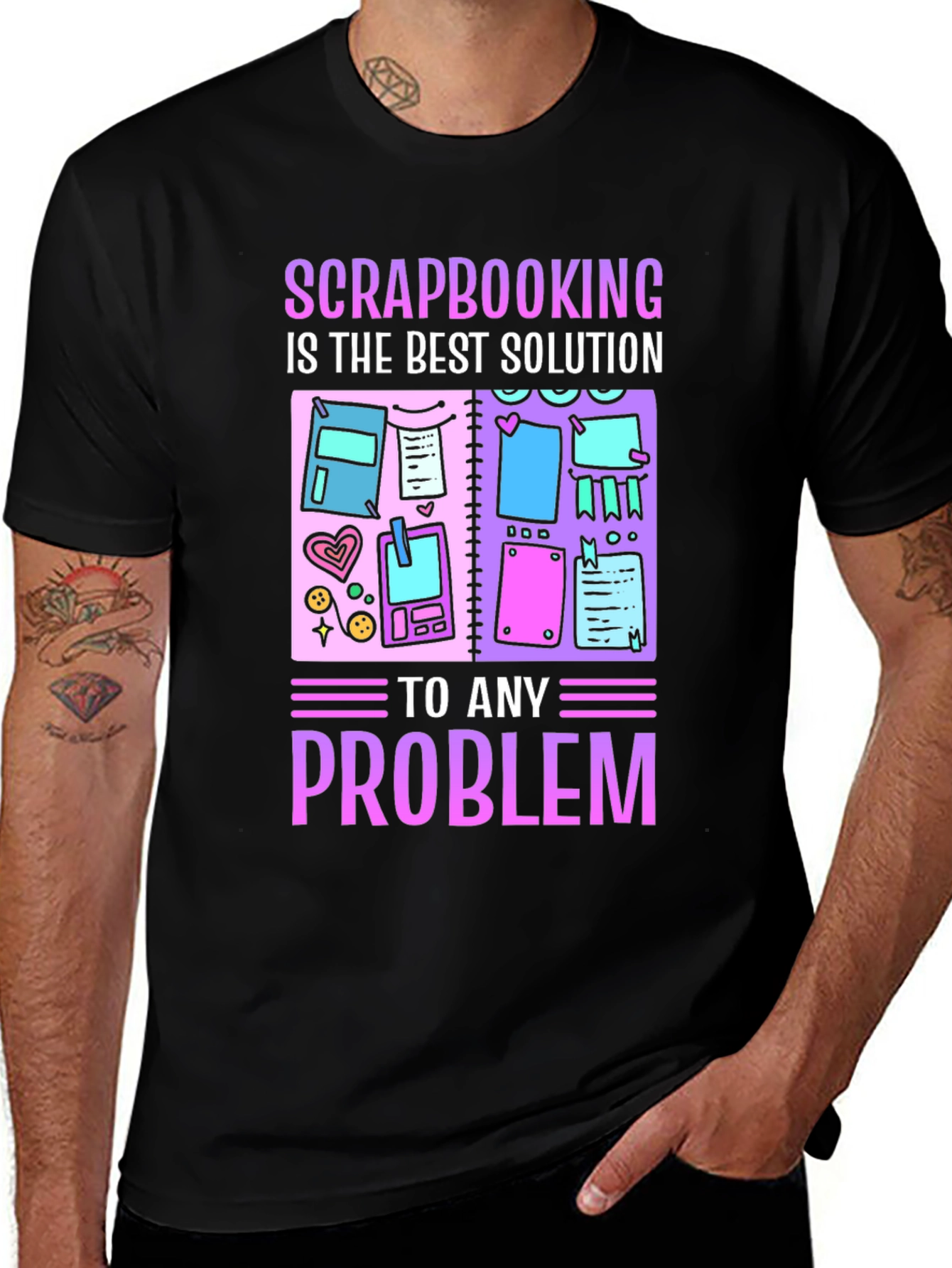 Variant 23 of Scrapbooking Solution T-Shirt - Black Cotton Tee