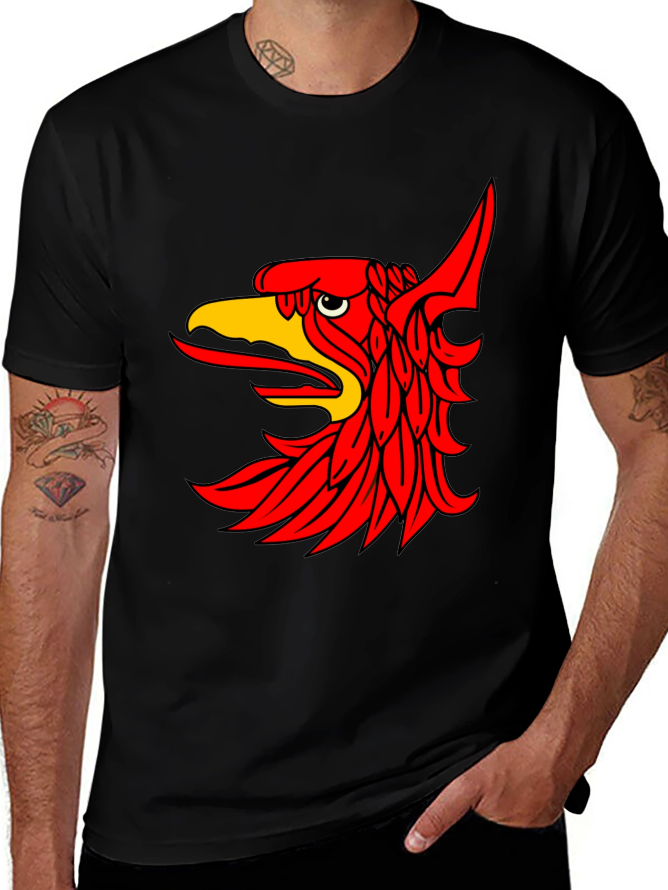 Variant 20 of Black T-Shirt with Red Griffin Graphic