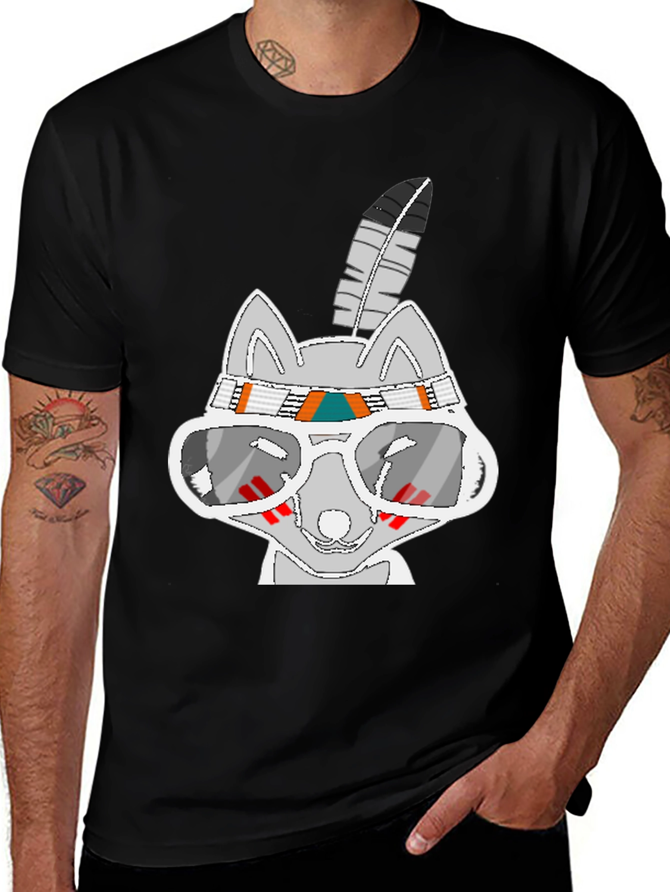 Variant 28 of Cool Fox Tee - Sunglasses & Feather Design