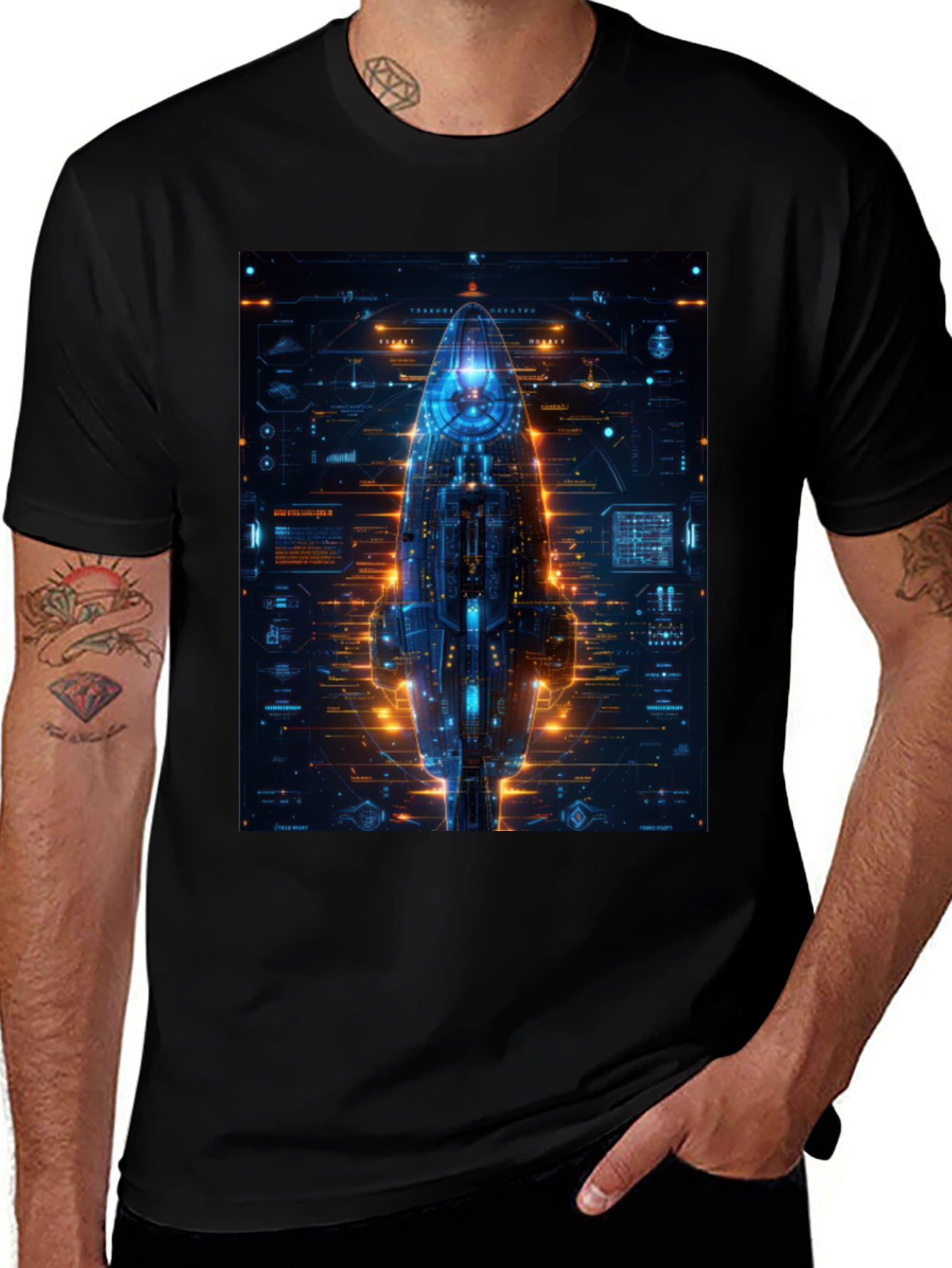 Variant 25 of Cyberpunk Spaceship Graphic Tee