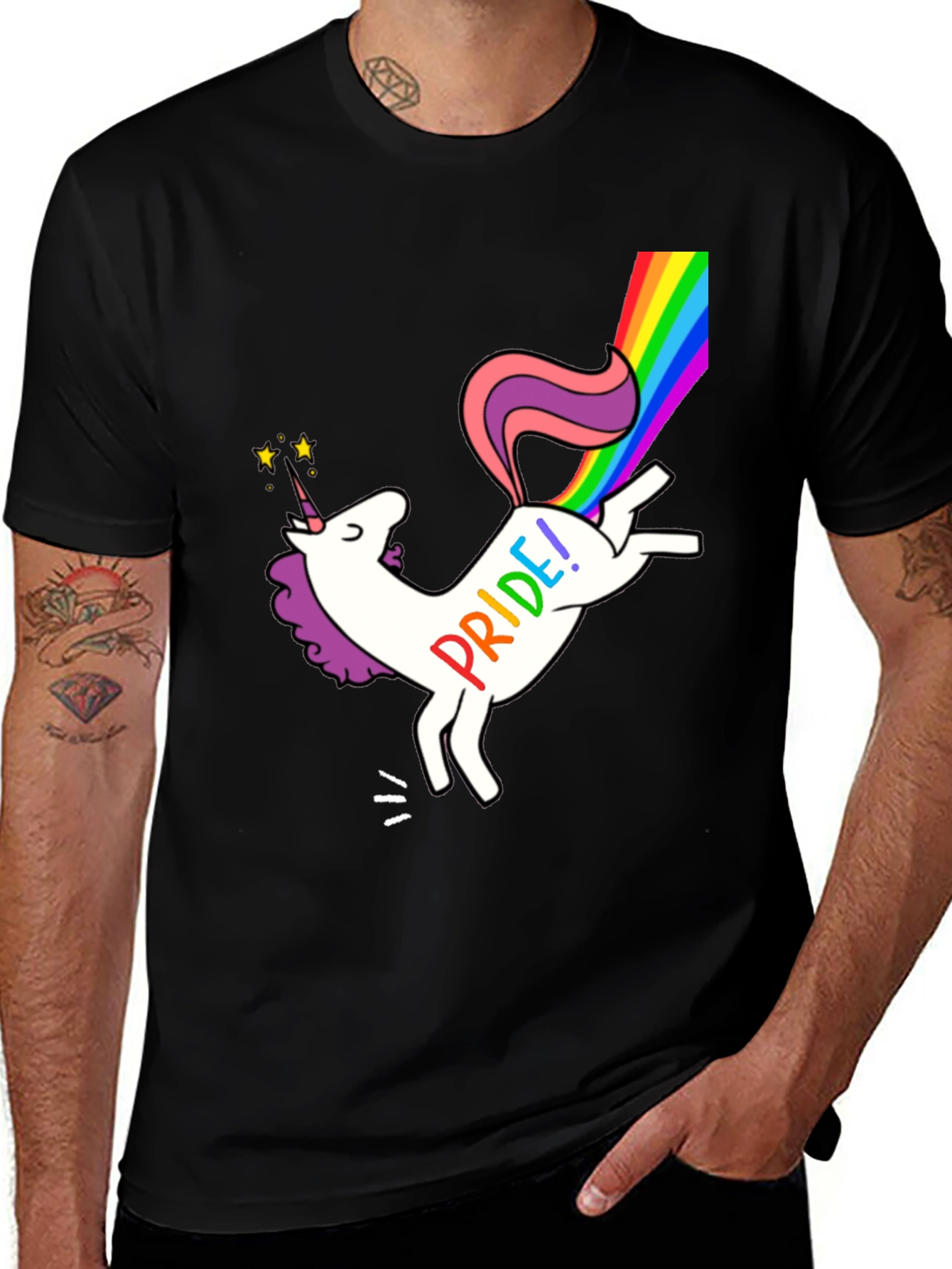 Variant 5 of Pride Unicorn Graphic Tee - Black