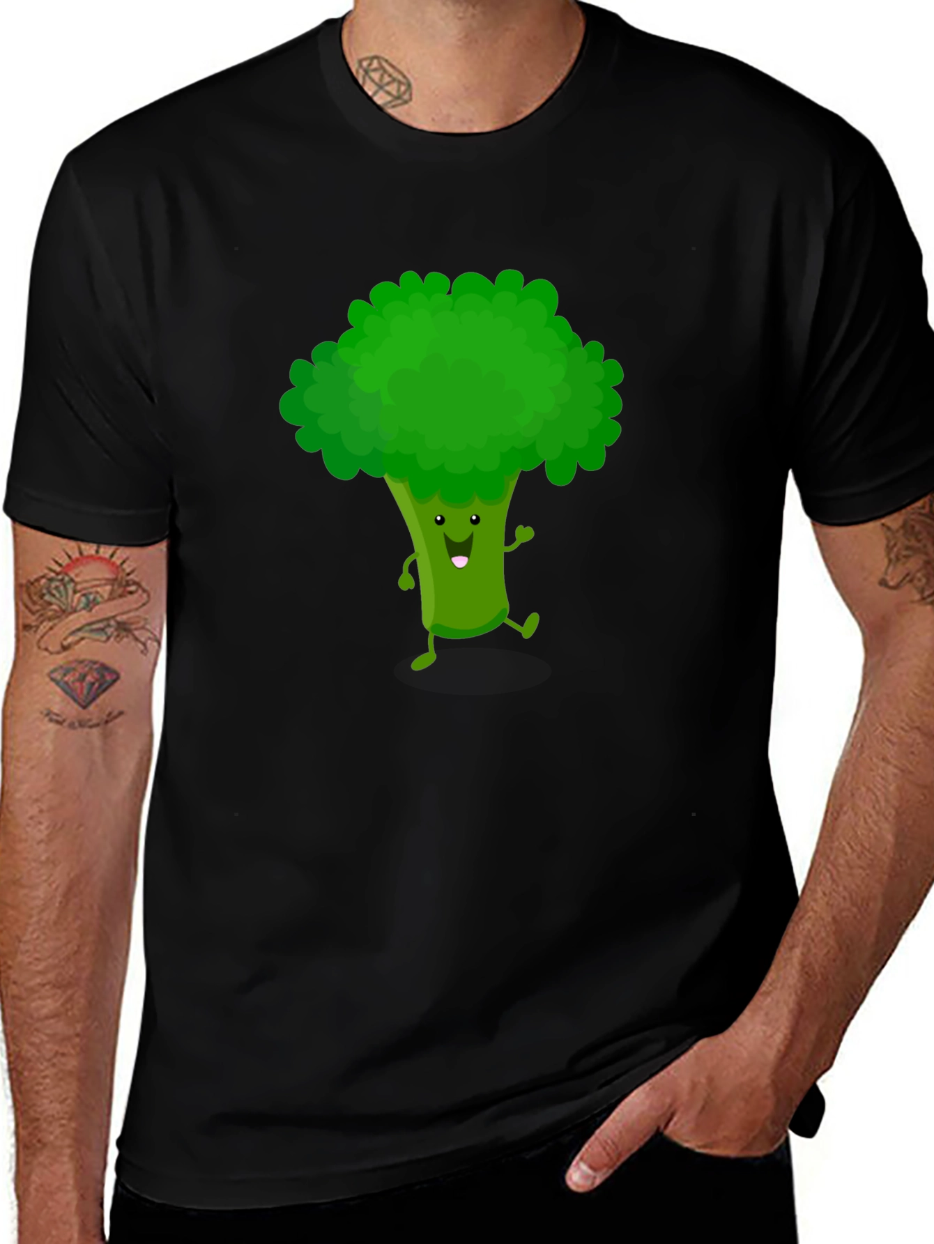 Variant 28 of Funny Broccoli Cartoon Graphic T-Shirt