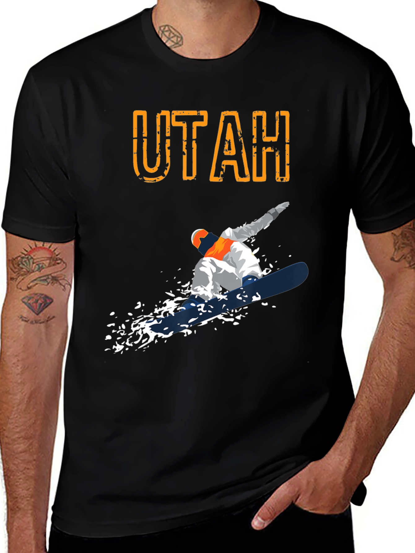 Variant 25 of Utah Snowboarder Graphic T-Shirt - Black