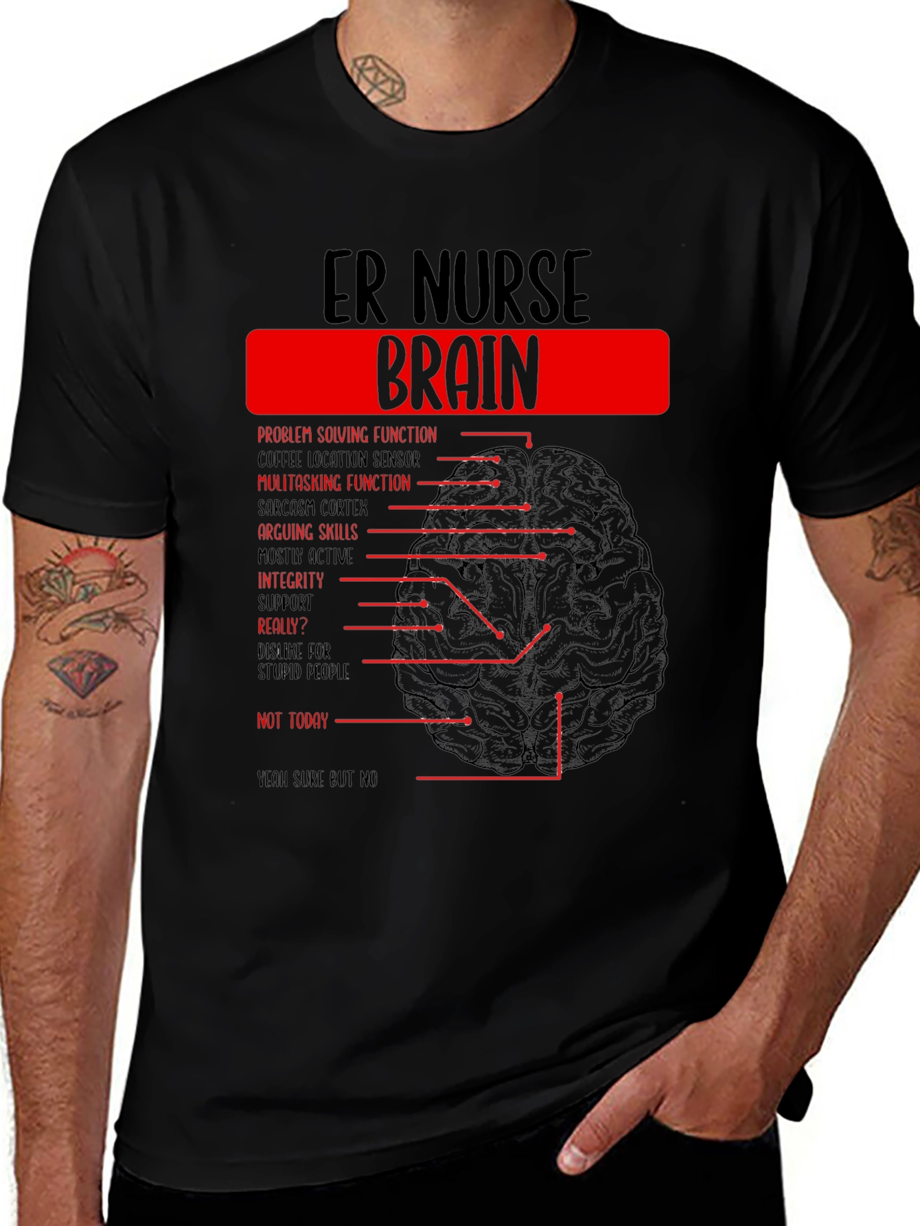 ER Nurse Brain T-Shirt - Humor & Function