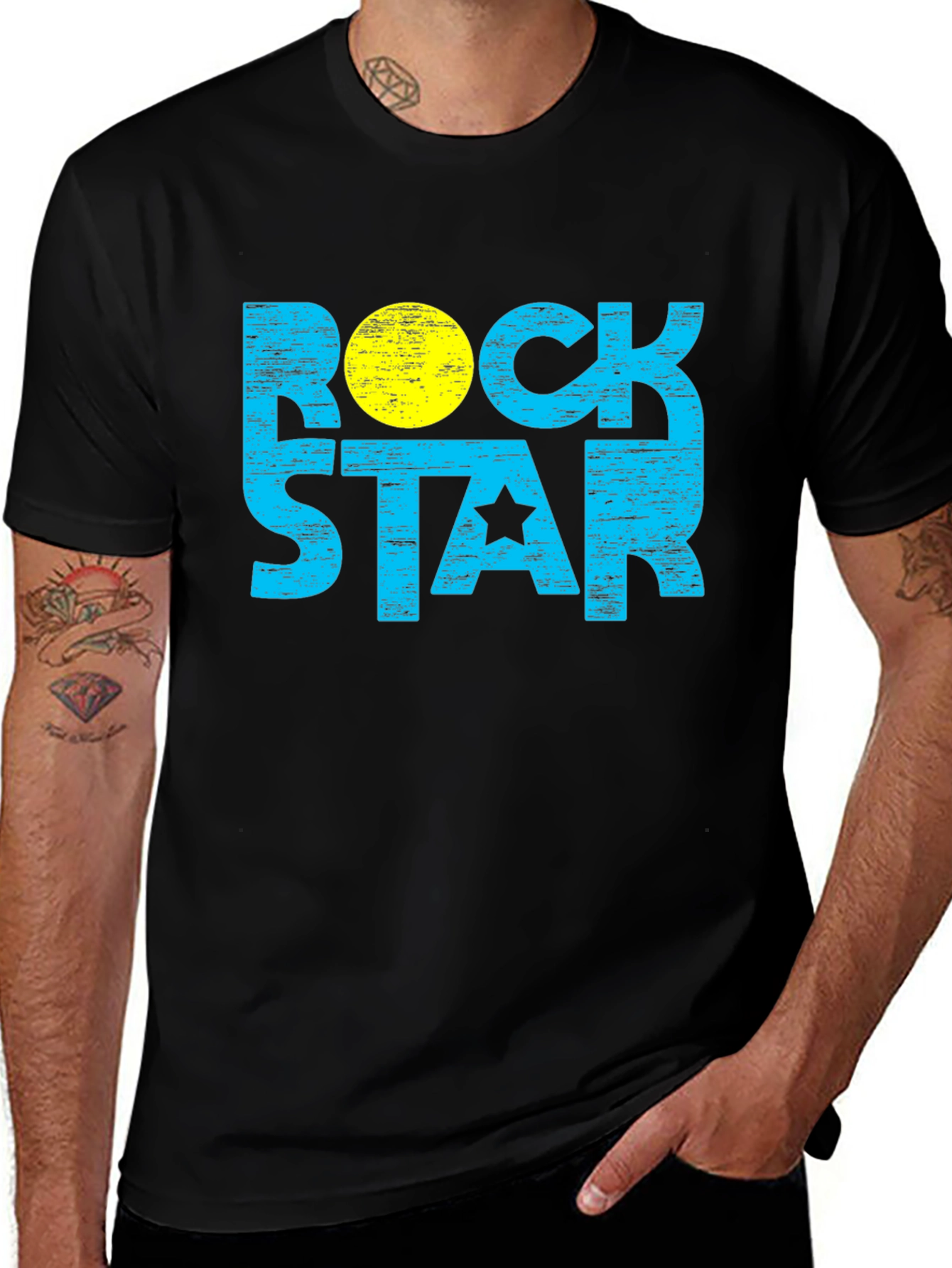 Variant 11 of Rock Star Graphic Tee - Black Cotton Blend