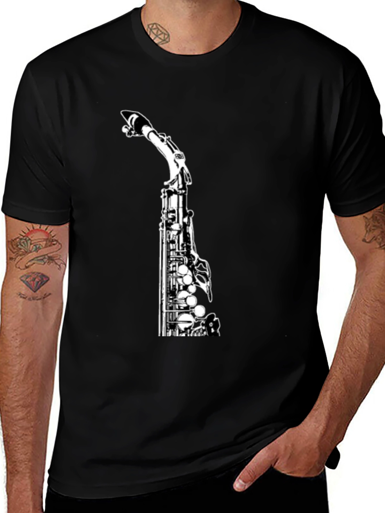Variant 10 of Saxophone Graphic Print Black Tee