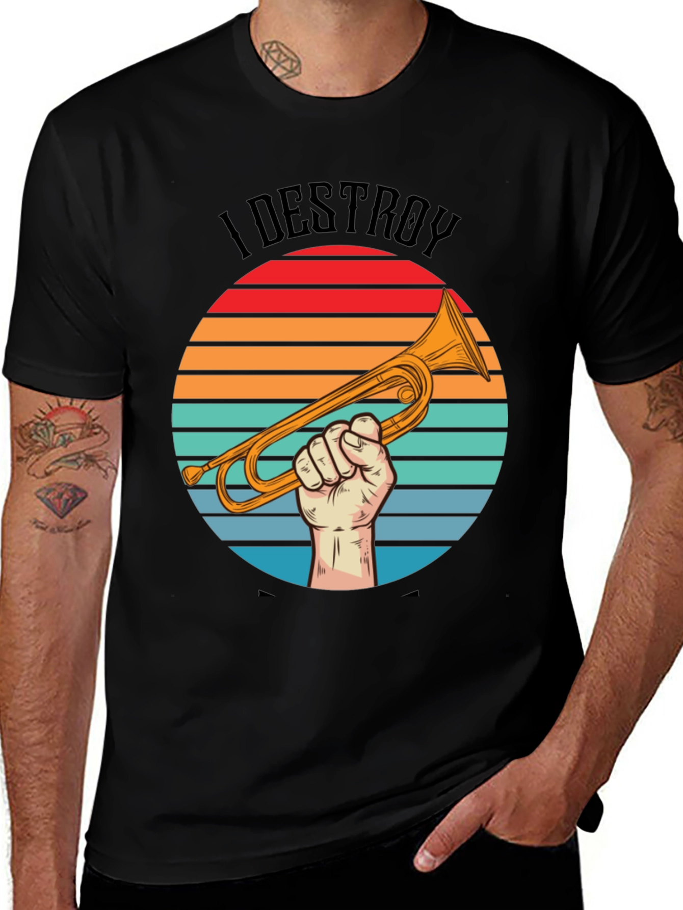 Variant 18 of I Destroy T-Shirt with Trumpet Design