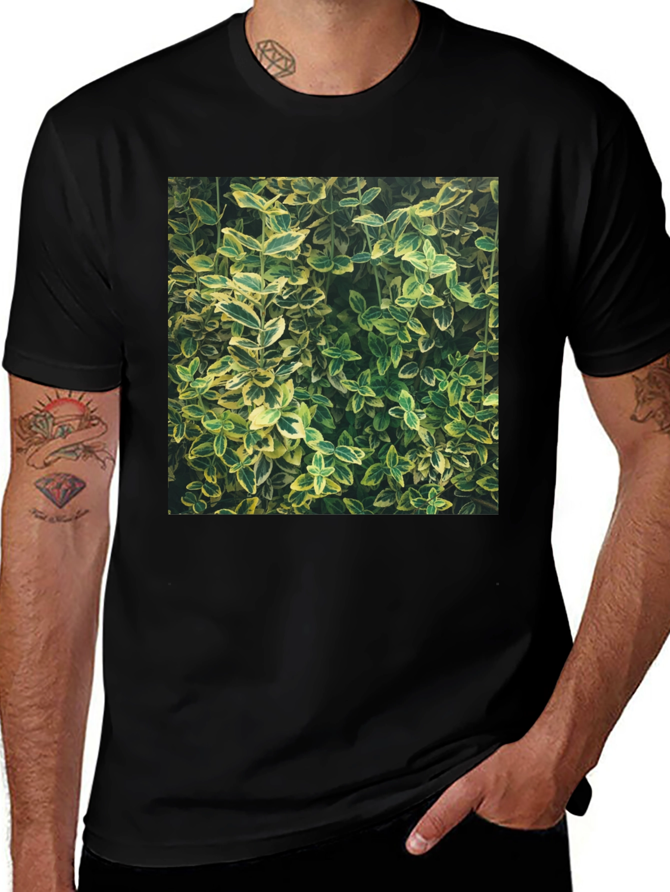 Variant 11 of Nature Print Black T-Shirt