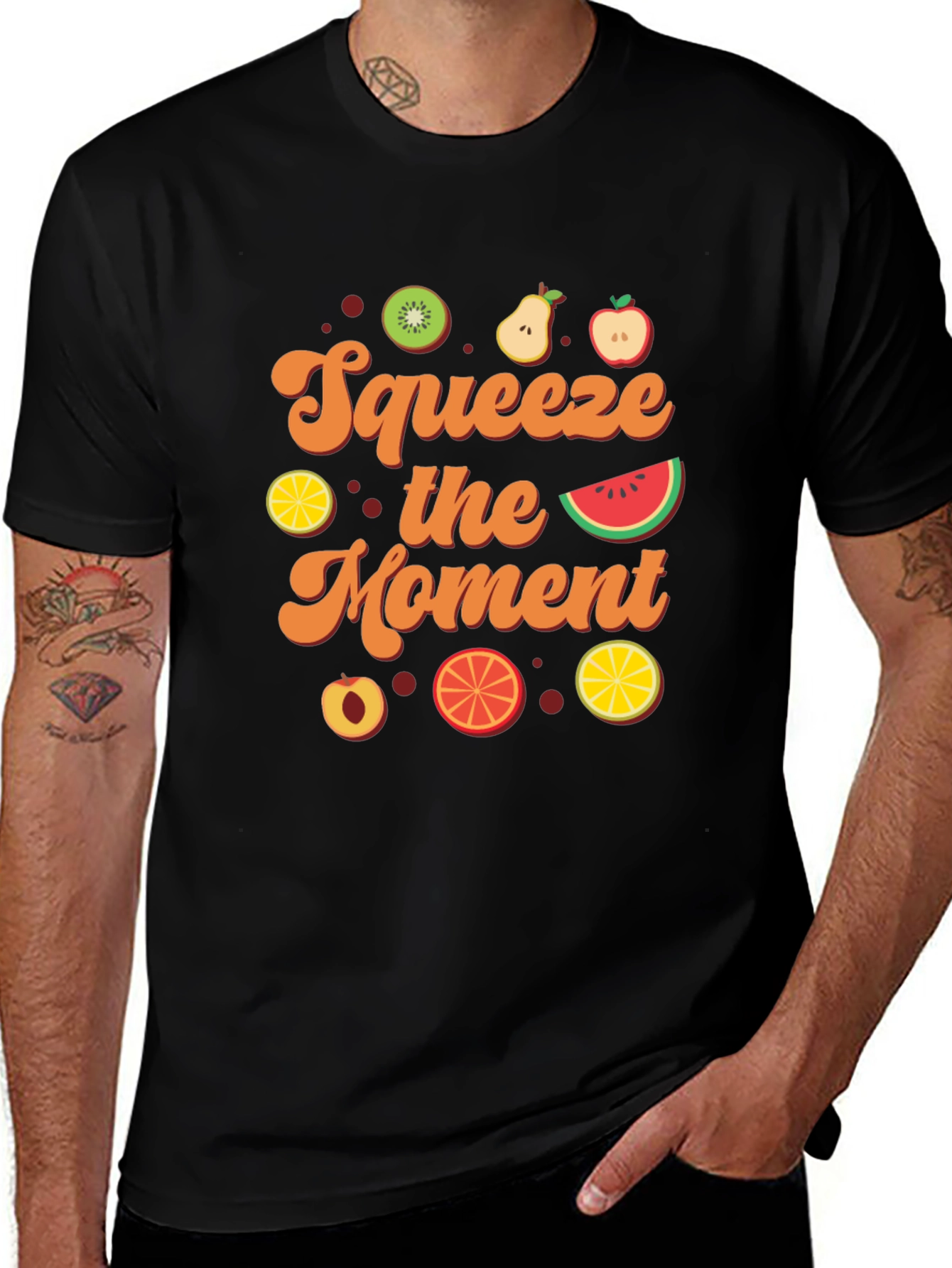Variant 28 of Squeeze the Moment Graphic T-Shirt - Fun Fruit Design