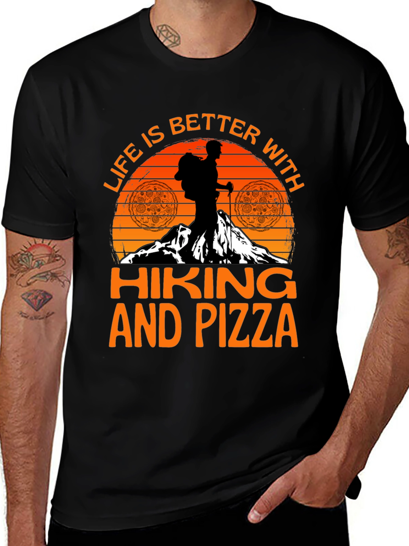 Variant 2 of Hiking and Pizza Graphic Tee