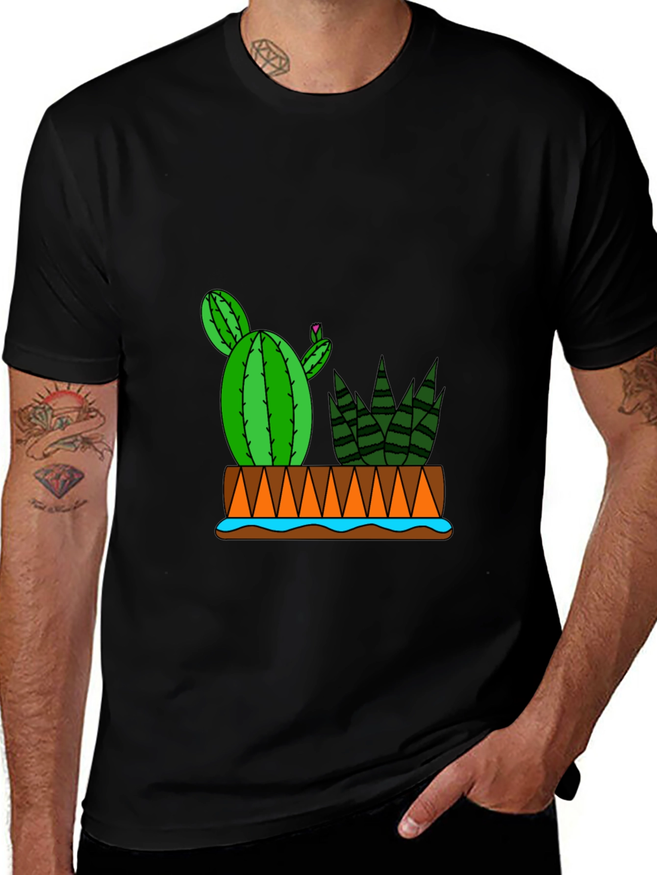 Variant 10 of Cactus Graphic Tee - Black T-Shirt