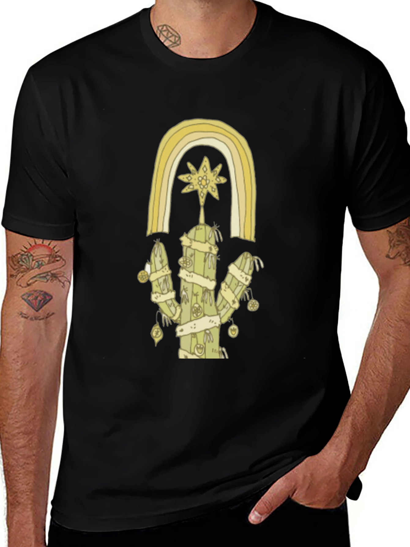 Variant 15 of Festive Cactus Graphic Tee - Holiday Style